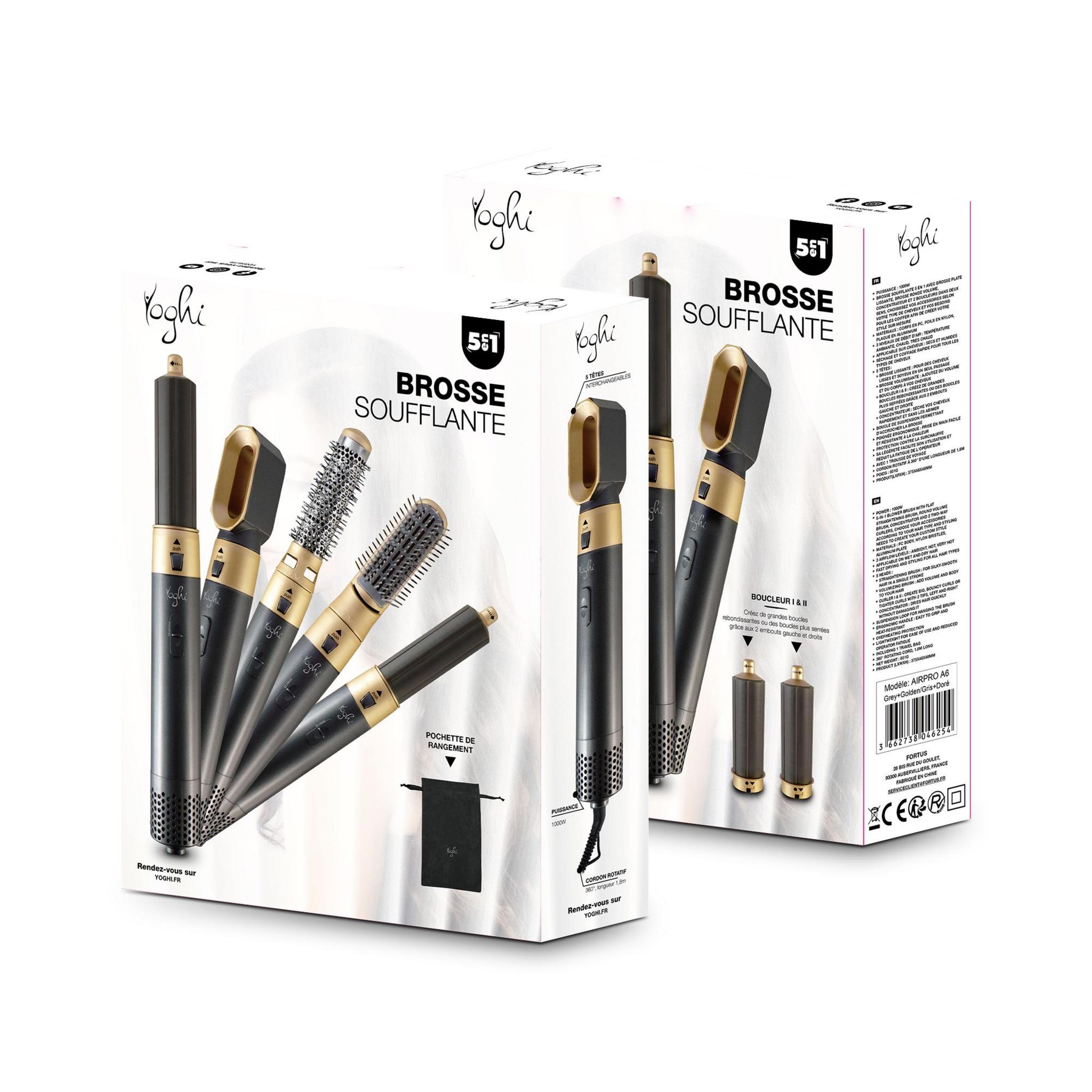 Voir la diapositive 2 : YOGHI Brosse soufflante 5 en 1 AIRPROA6 - Noir