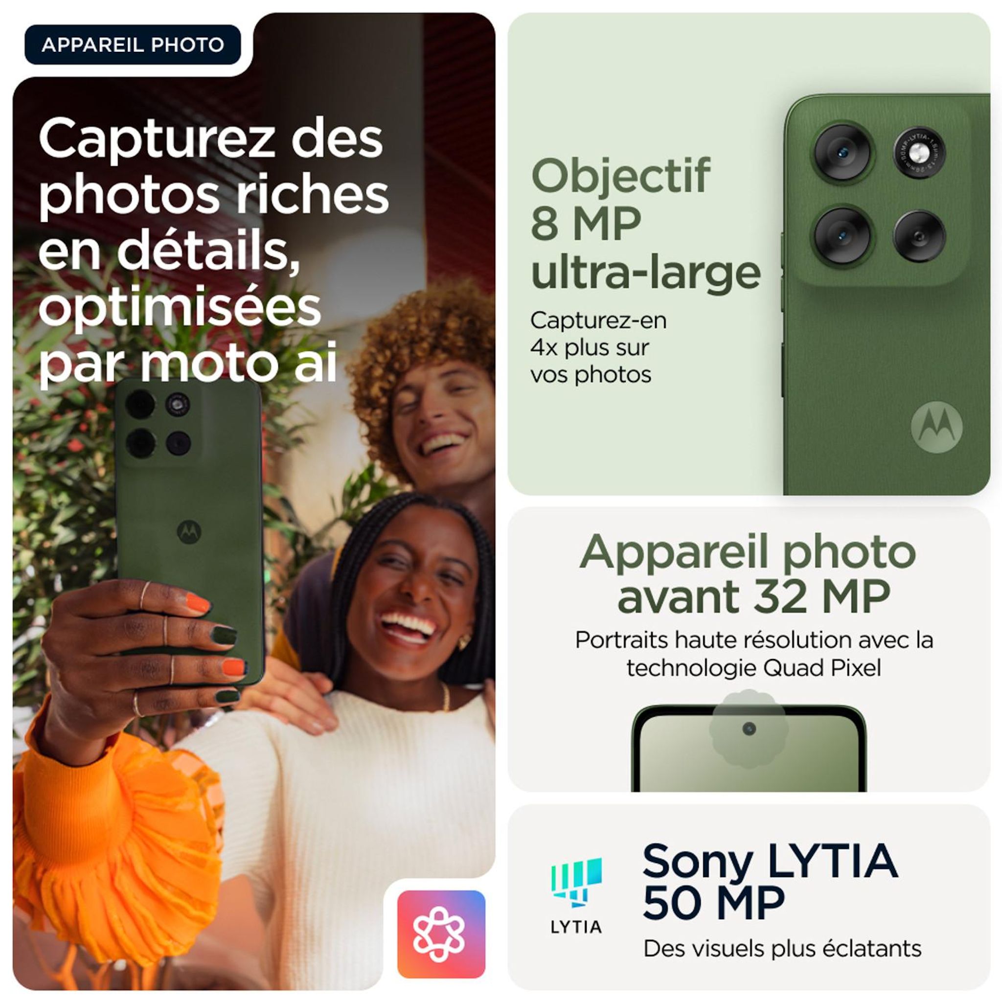 Voir la diapositive 4 : MOTOROLA G56 256Go - Vert
