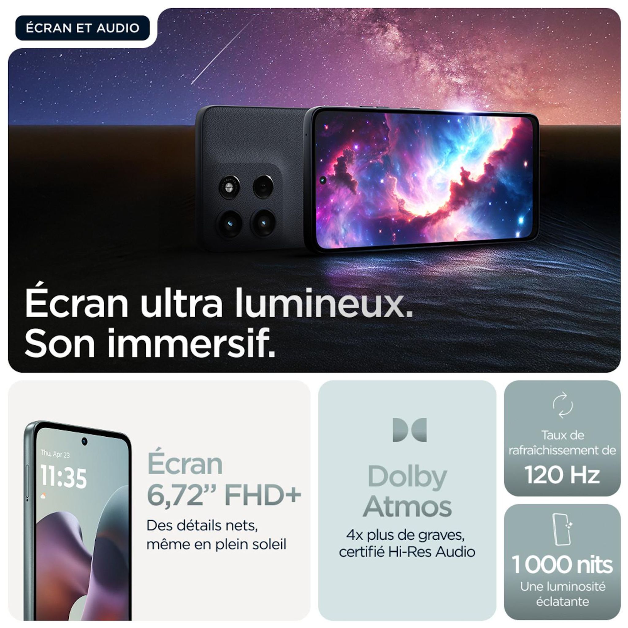 Voir la diapositive 3 : MOTOROLA G56 256Go - Gris