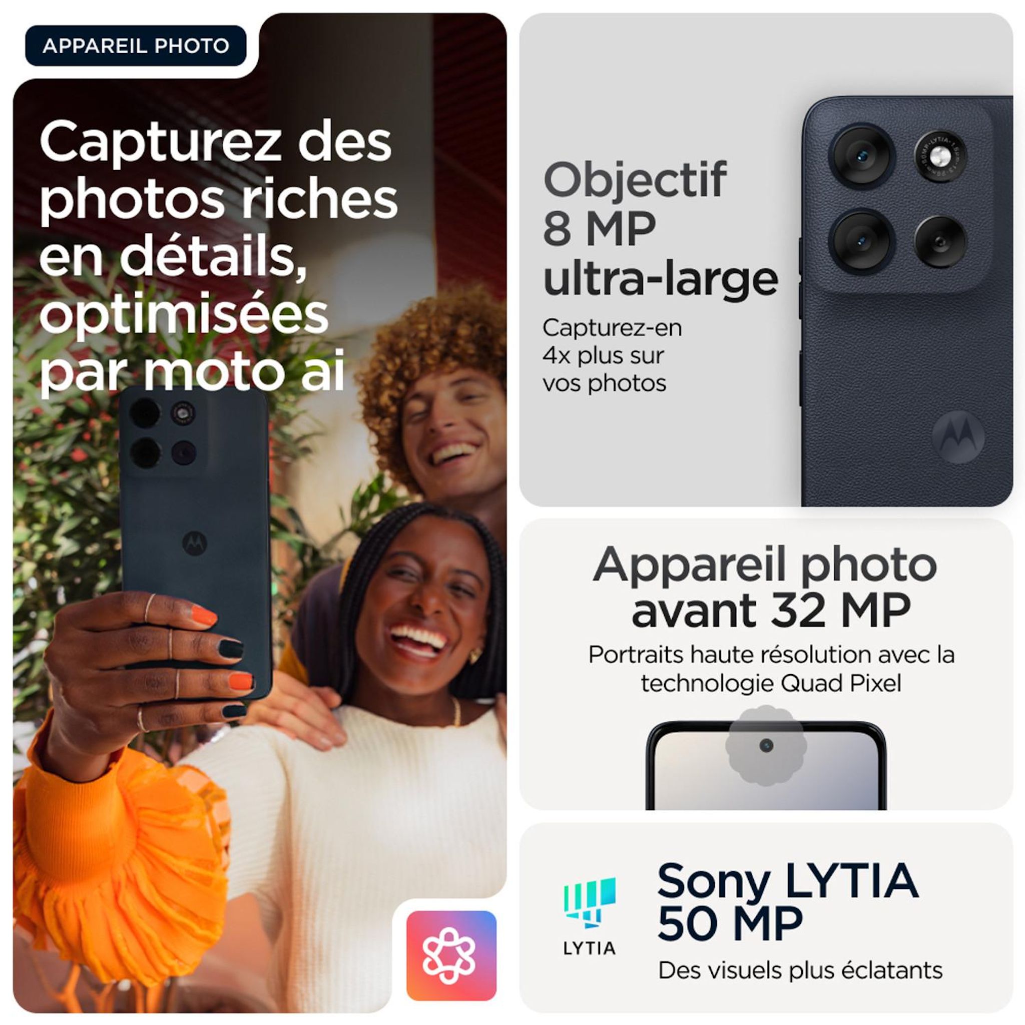 Voir la diapositive 4 : MOTOROLA G56 256Go - Noir