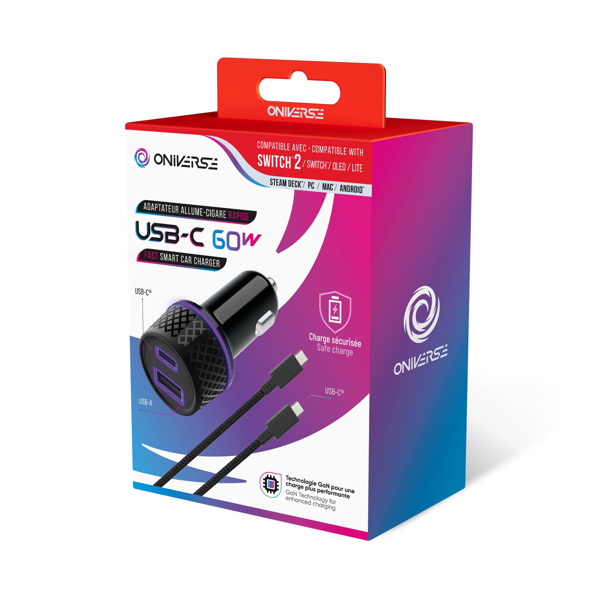 ONIVERSE Câble Adaptateur Allume-Cigare USB-C Nintendo Switch 2