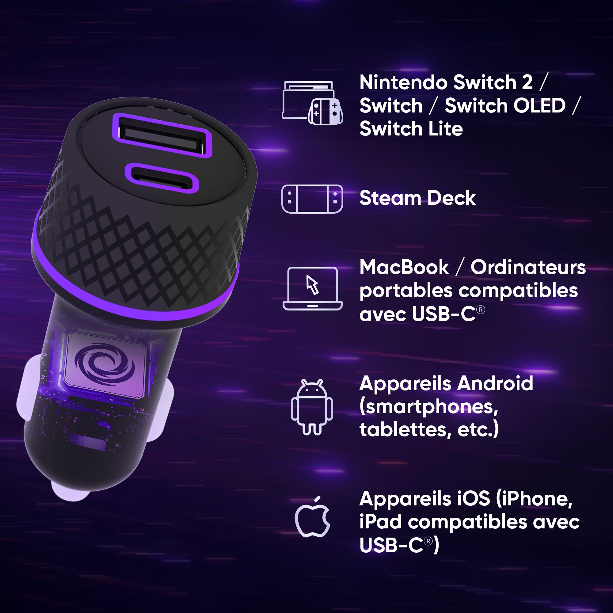 Voir la diapositive 11 : ONIVERSE Câble Adaptateur Allume-Cigare USB-C Nintendo Switch 2