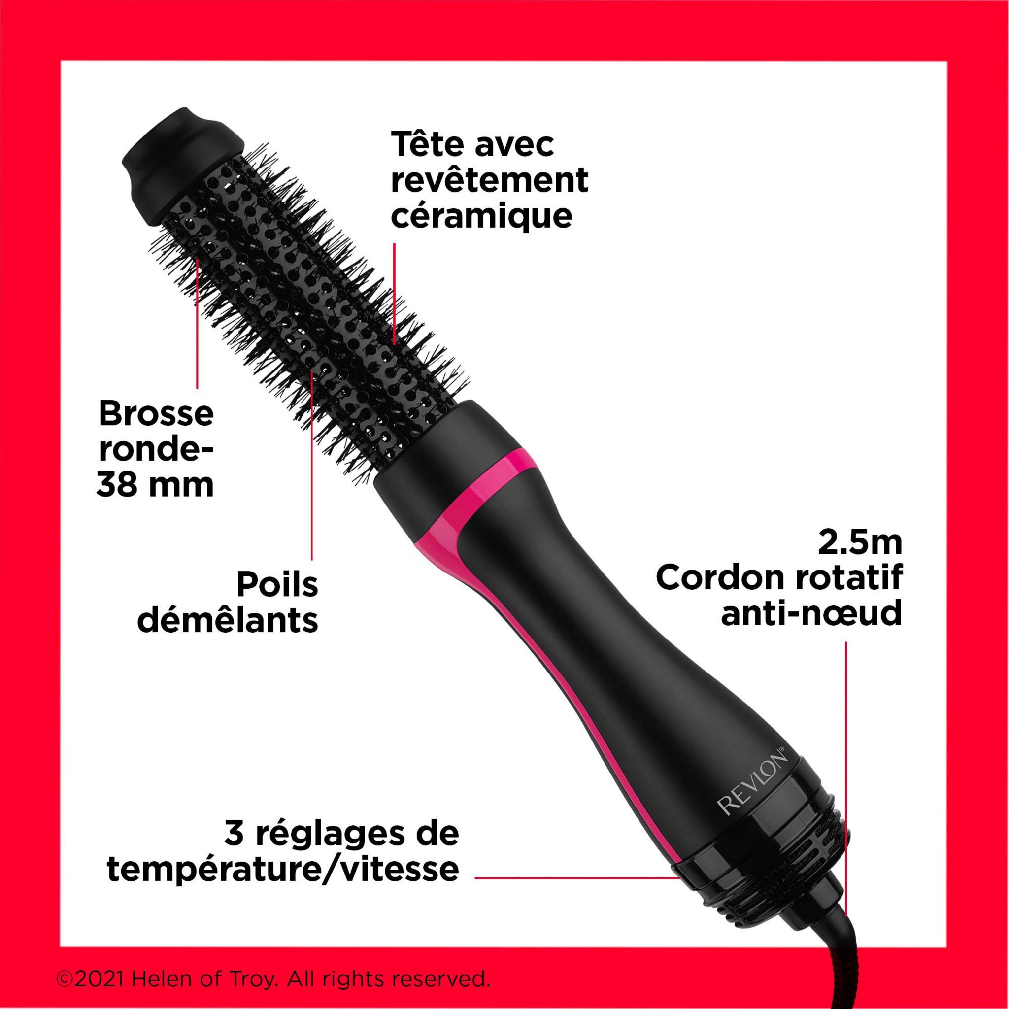 Voir la diapositive 2 : REVLON Sèche cheveux brosse RVDR5292E - Noir