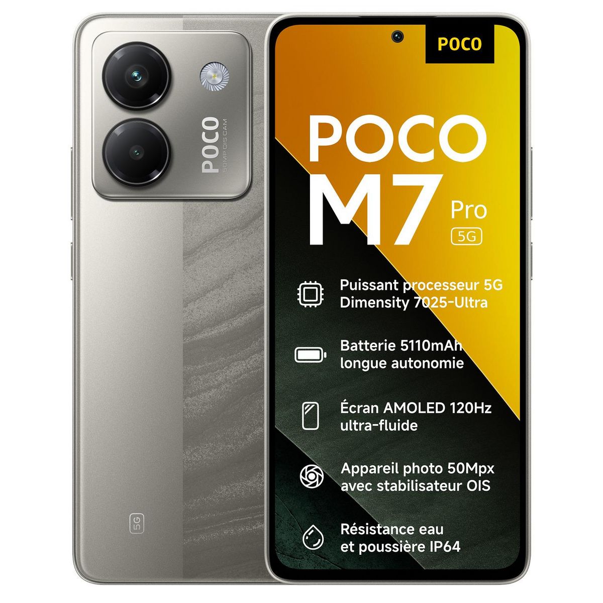 XIAOMI Pack Poco M7 Pro 256Go + Pods - Argent