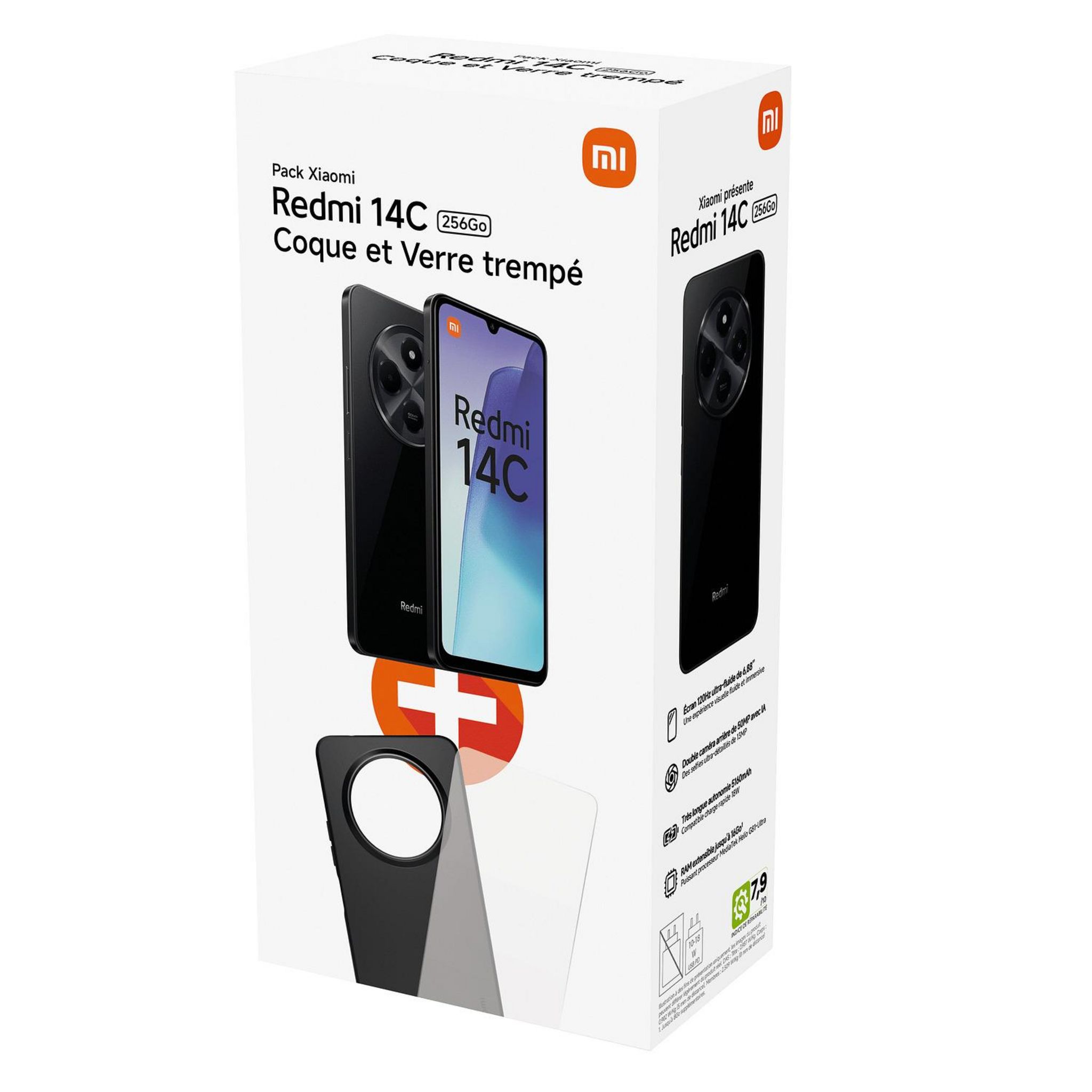 Voir la diapositive 3 : XIAOMI Pack Redmi 14C 256Go + Coque et verre trempé