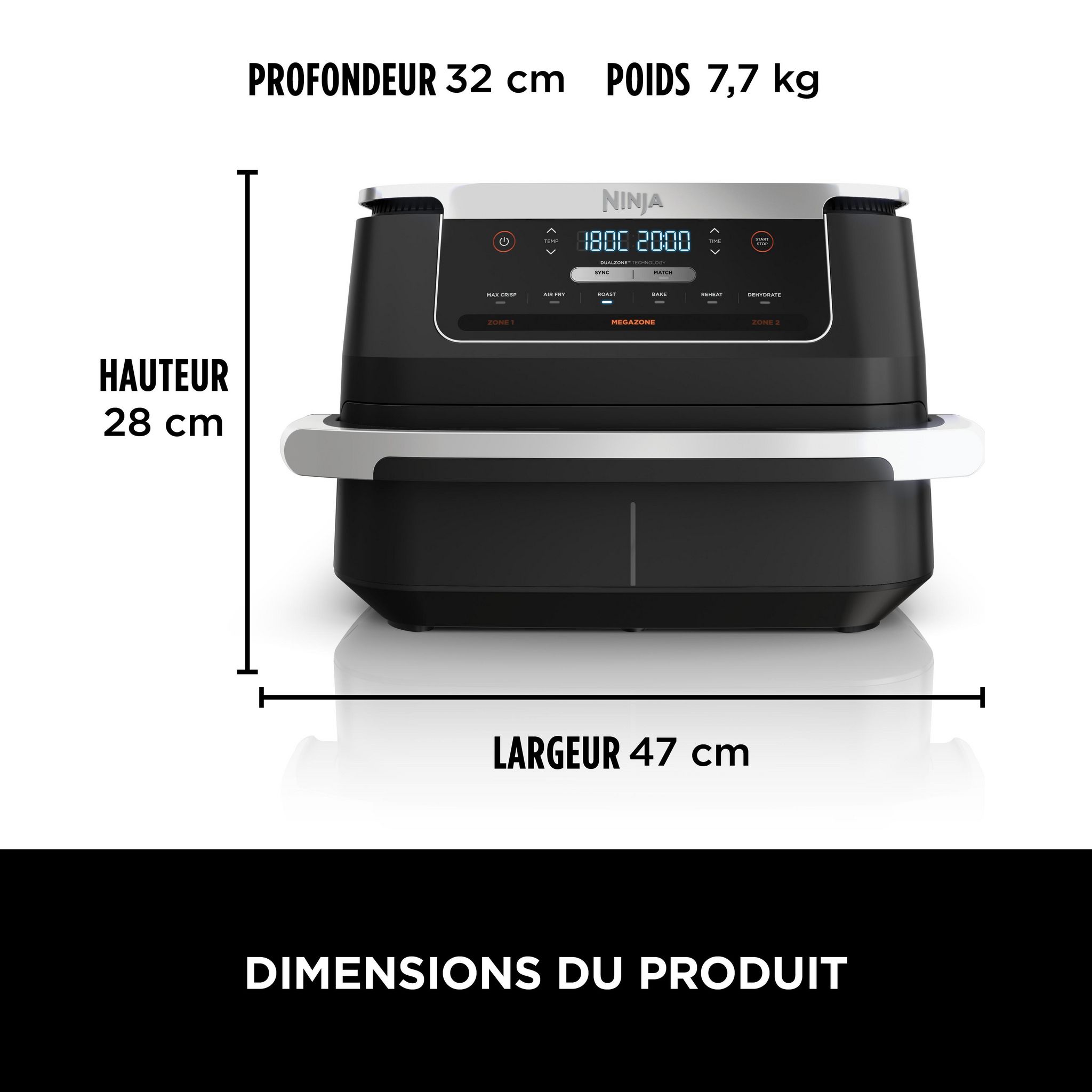 Voir la diapositive 5 : NINJA Friteuse sans huile à air chaud AF550EU - Noir