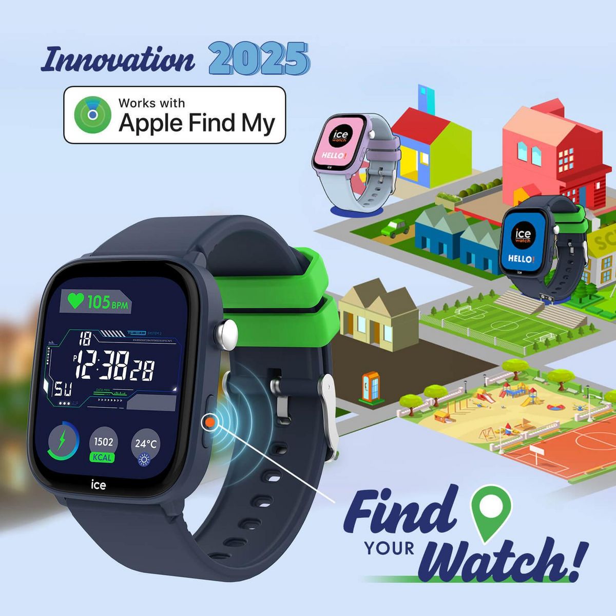 INNOV8 Montre Connectée Ice Smart Junior 3.0 FindMy - Bleu
