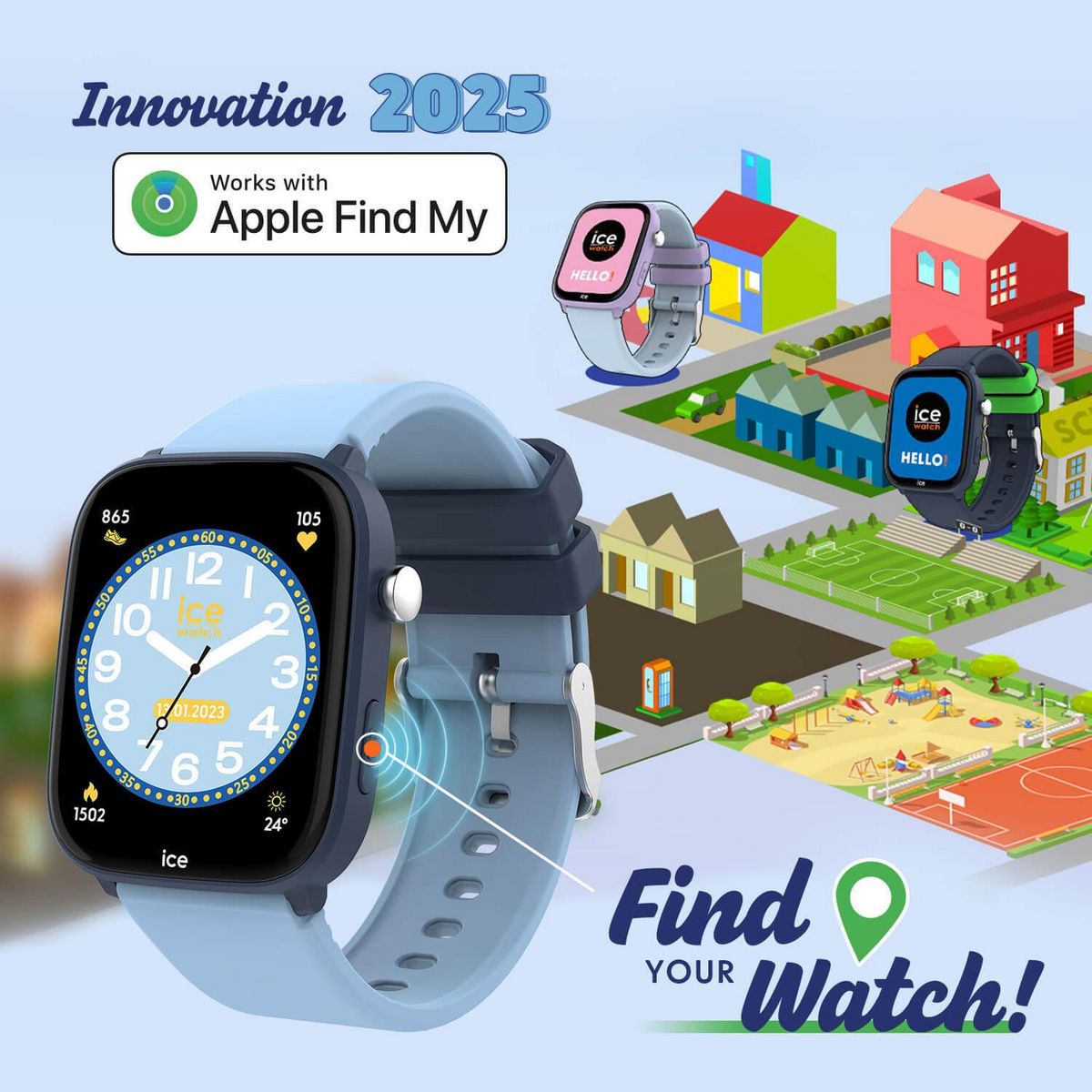 INNOV8 Montre Connectée Ice Smart Junior 3.0 FindMy - Bleu ciel