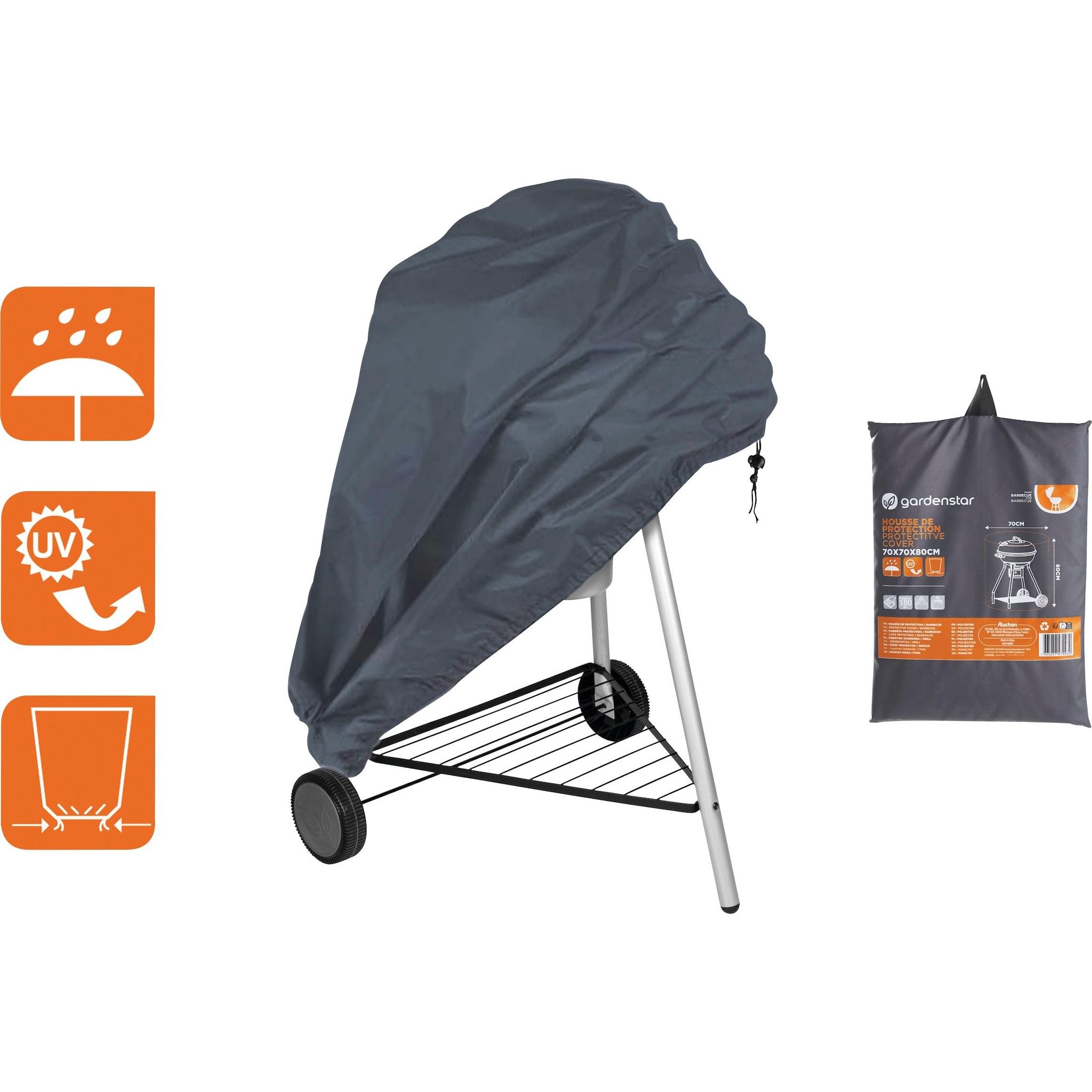 GARDENSTAR Housse de protection barbecue rond D70xH80 cm