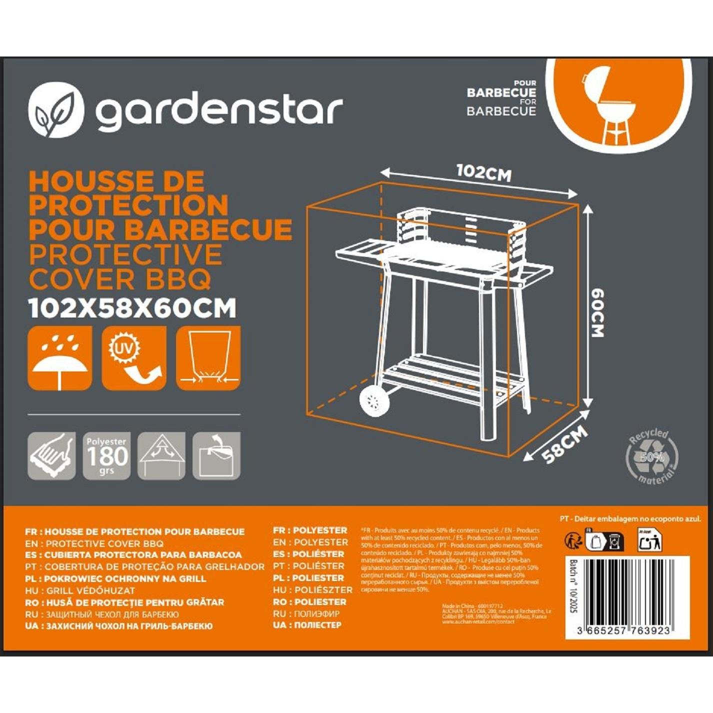 Voir la diapositive 2 : GARDENSTAR Housse de protection barbecue rectangulaire S 102x58x60 cm