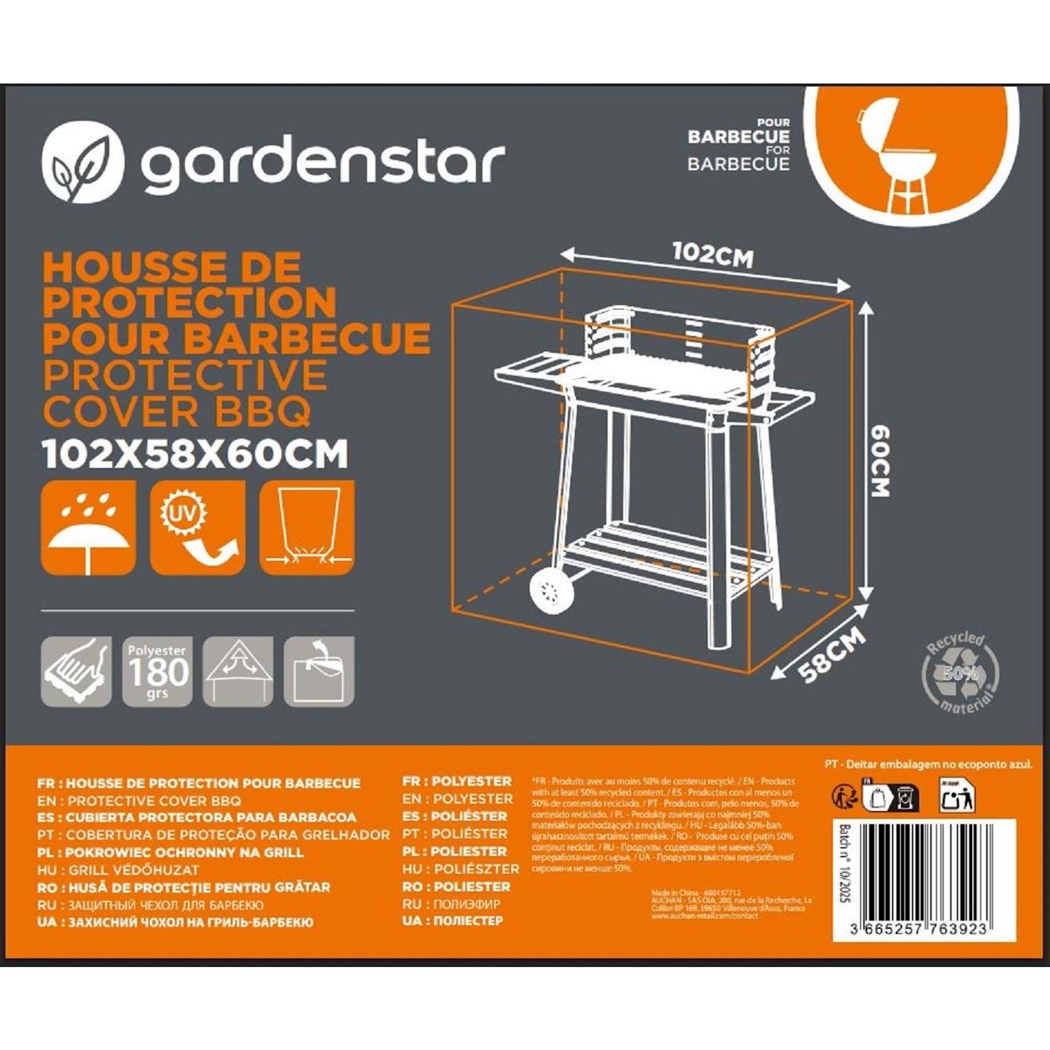 Voir la diapositive 2 : GARDENSTAR Housse de protection barbecue rectangulaire S 102x58x60 cm