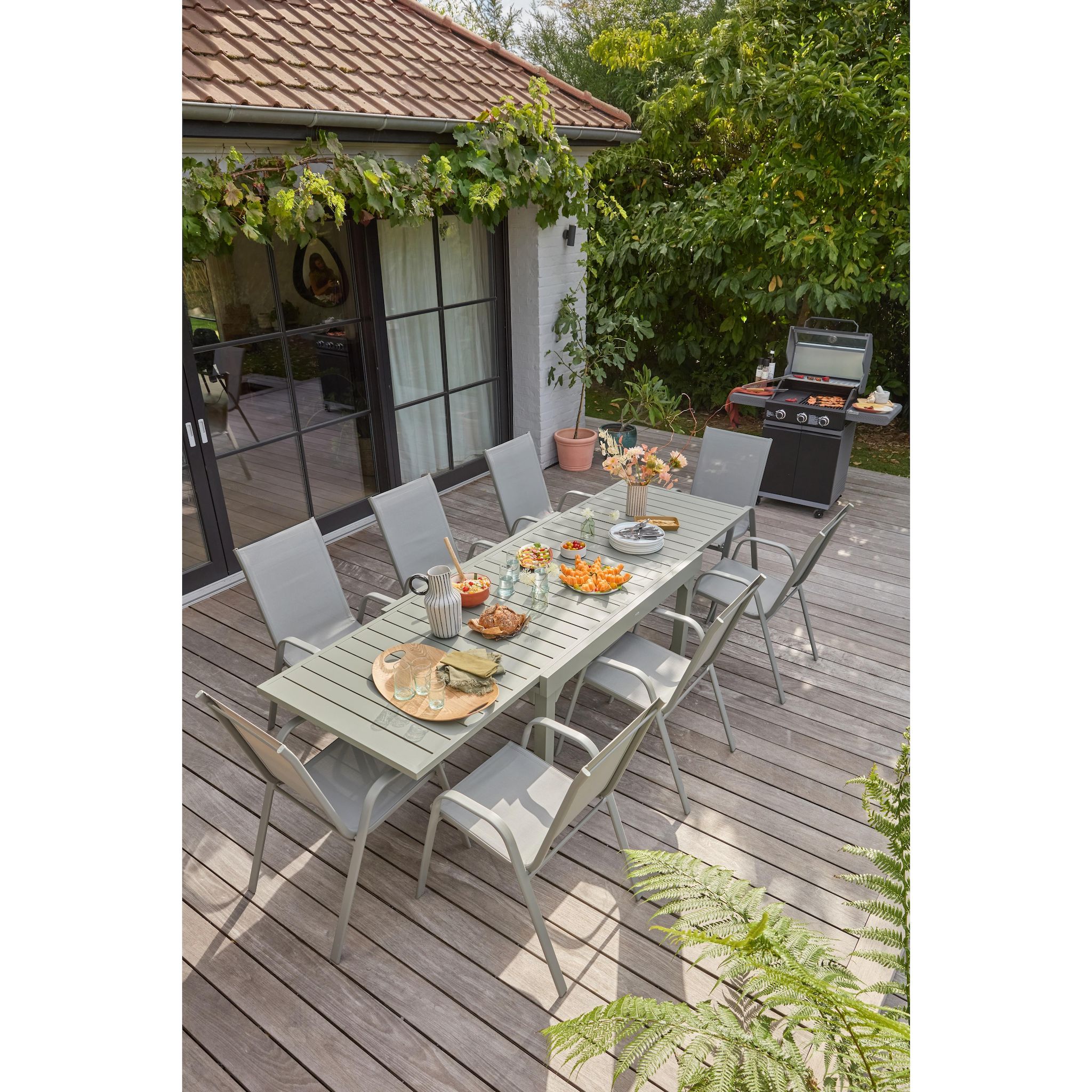 Voir la diapositive 3 : GARDENSTAR Table extensible 135/270 kaki