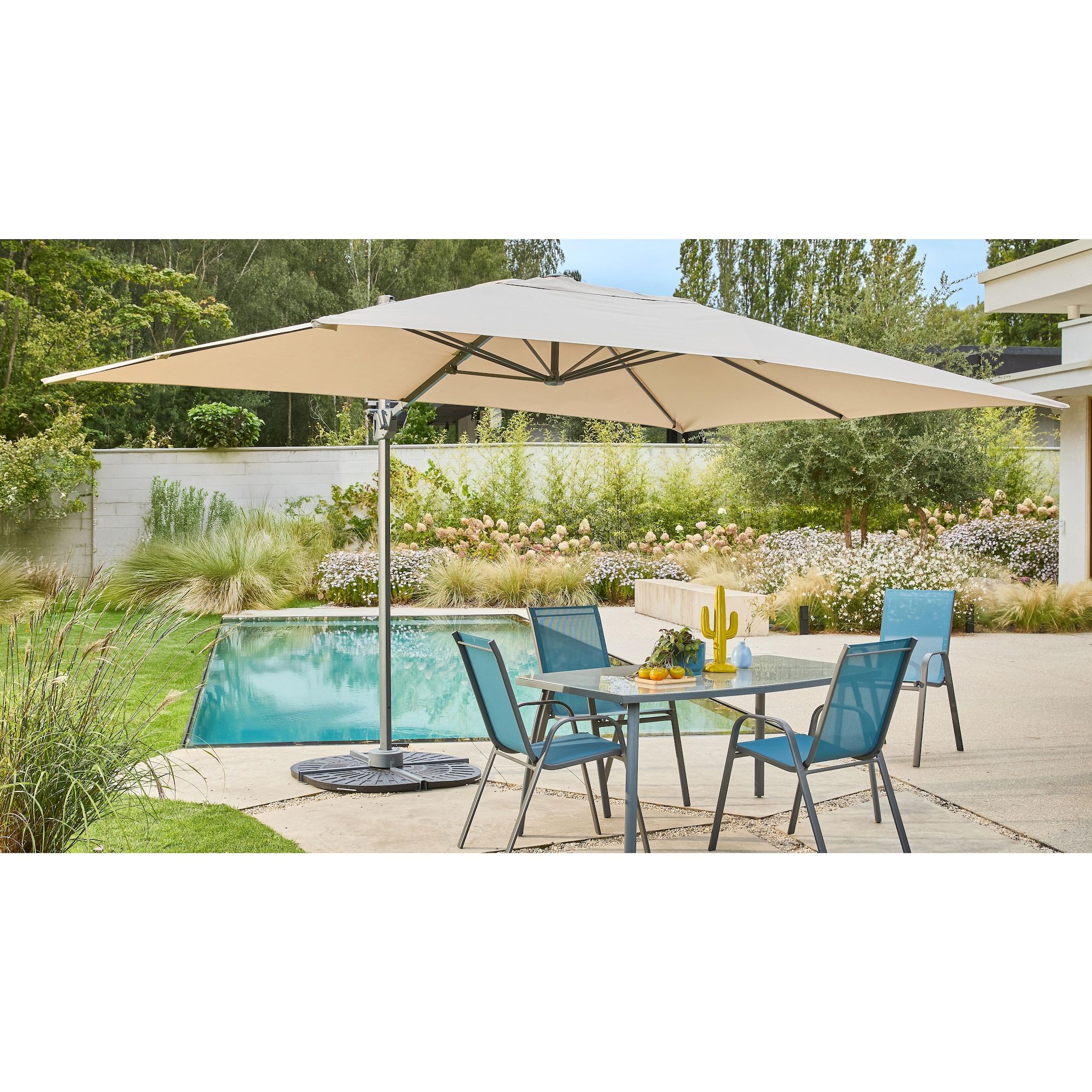 Voir la diapositive 2 : GARDENSTAR Parasol déporté 3x4 crème