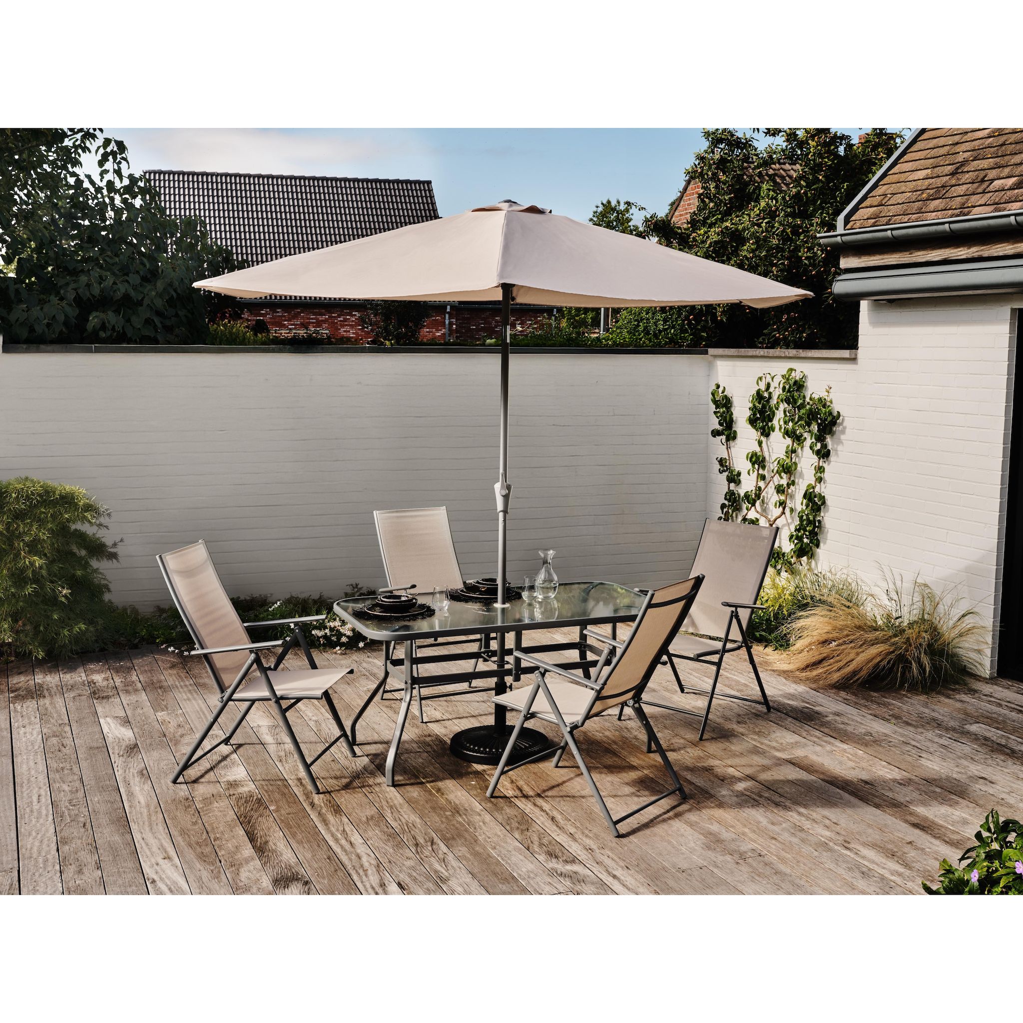 GARDENSTAR Ensemble table chaise parasol