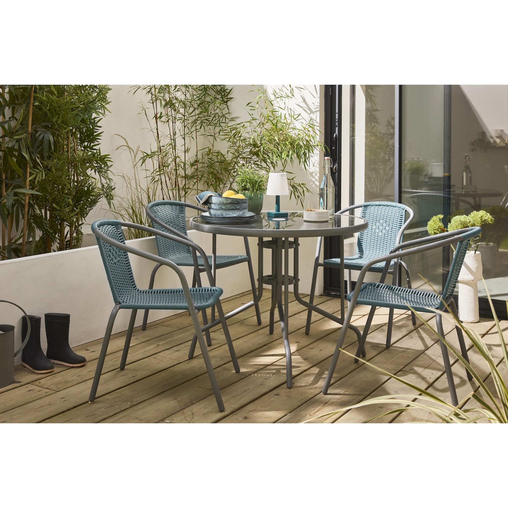 Voir la diapositive 2 : GARDENSTAR Table bistro acier d90cm