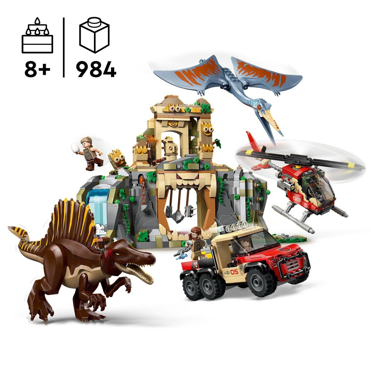 LEGO Jurassic World 76976 - Mission aérienne avec le Qpinosaure et le Quetzalcoatlus