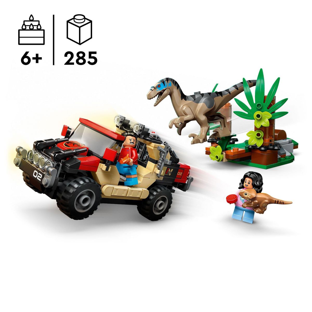 LEGO Jurassic World 76972 - Le Vélociraptor et l'évasion en 4X4