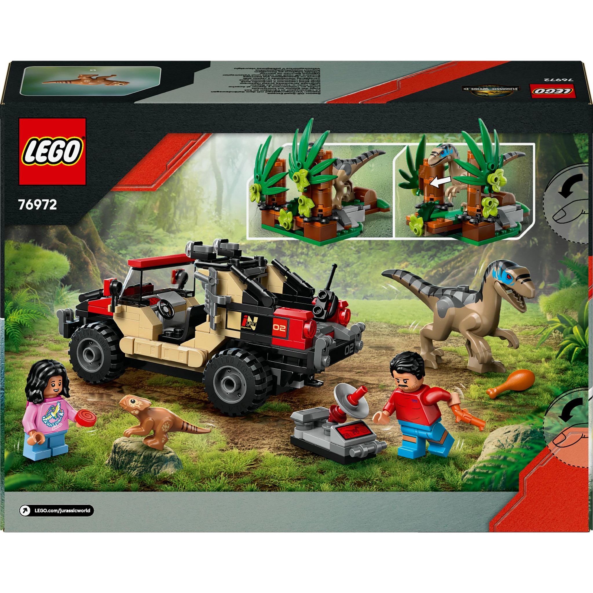 Voir la diapositive 8 : LEGO Jurassic World 76972 - Le Vélociraptor et l'évasion en 4X4