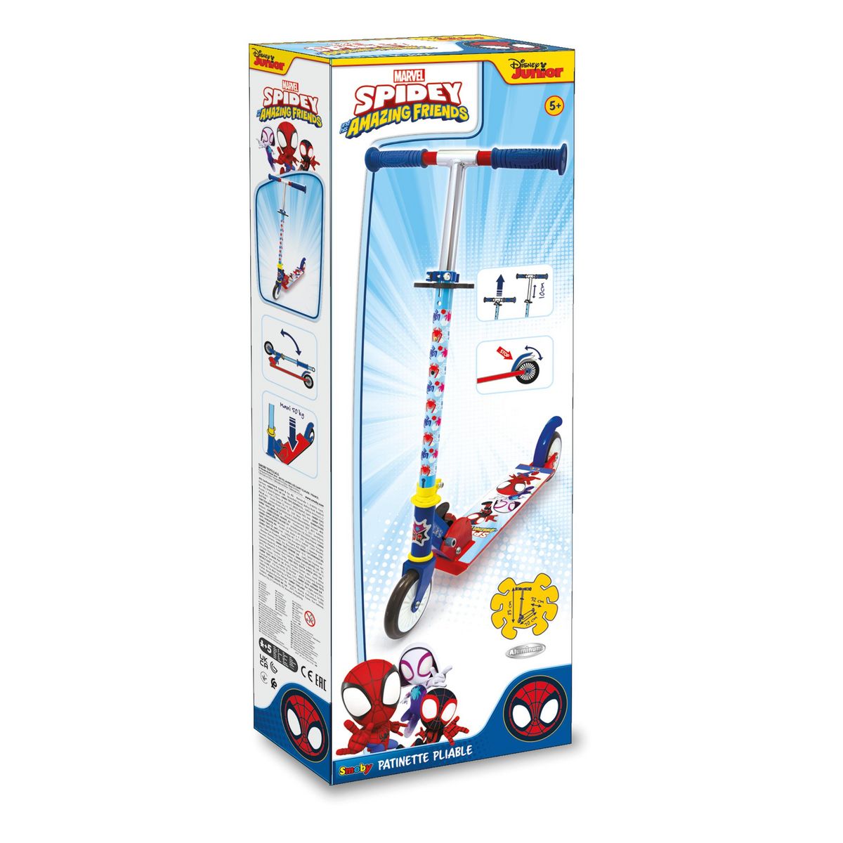SMOBY Patinette 2 roues pliable Spidey