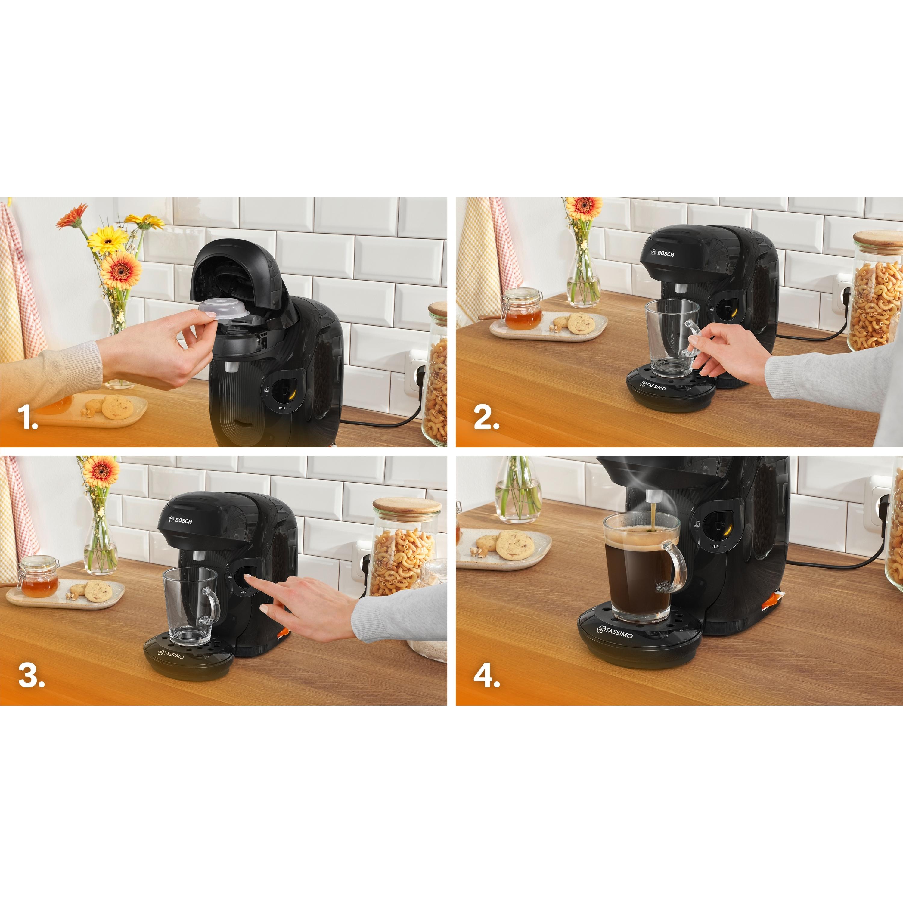 Voir la diapositive 2 : BOSCH Machine à café multi-boissons TAS112E - Noir