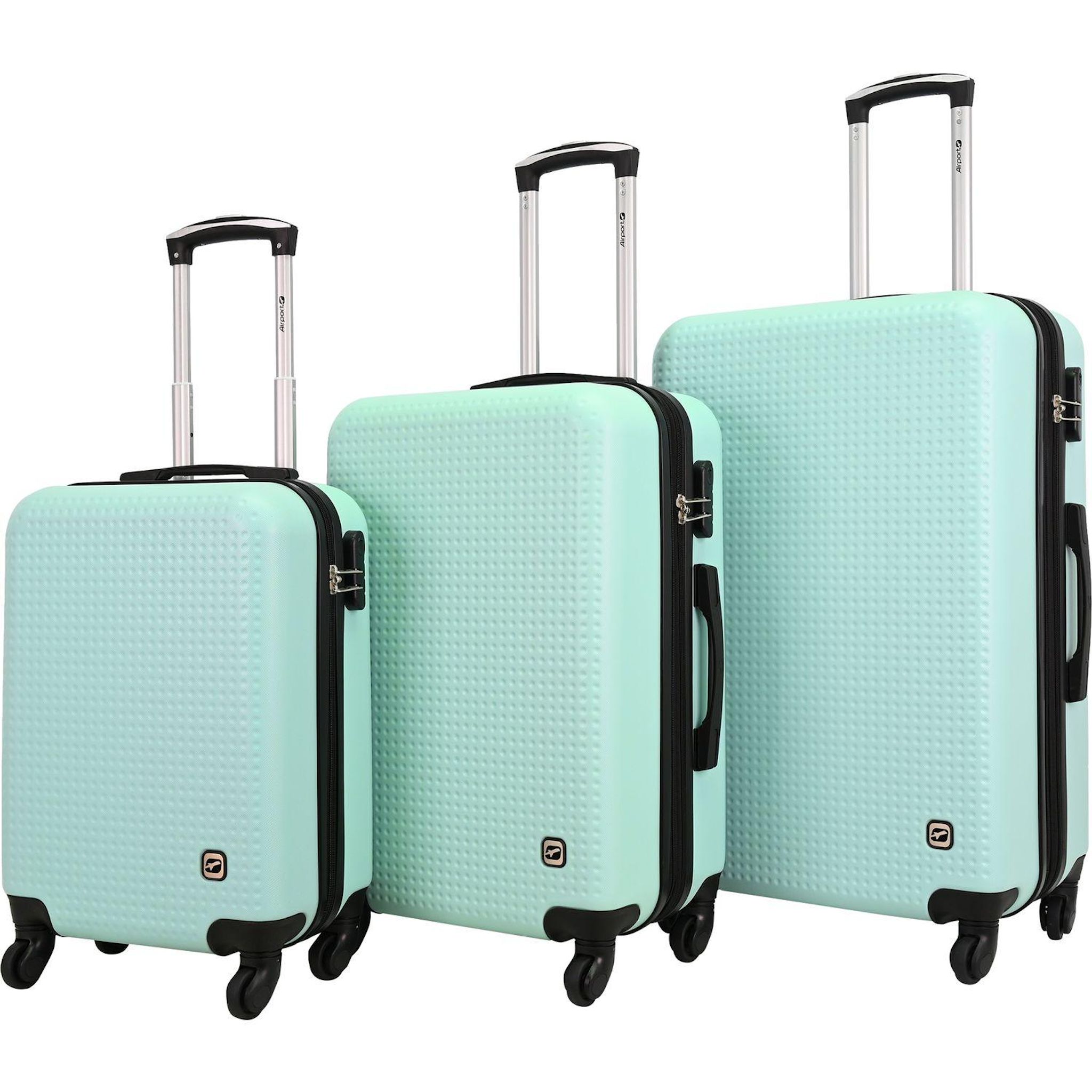 Voir la diapositive 9 : AIRPORT Valise ABS DOTS 75 cm 4 roues - Vert menthe
