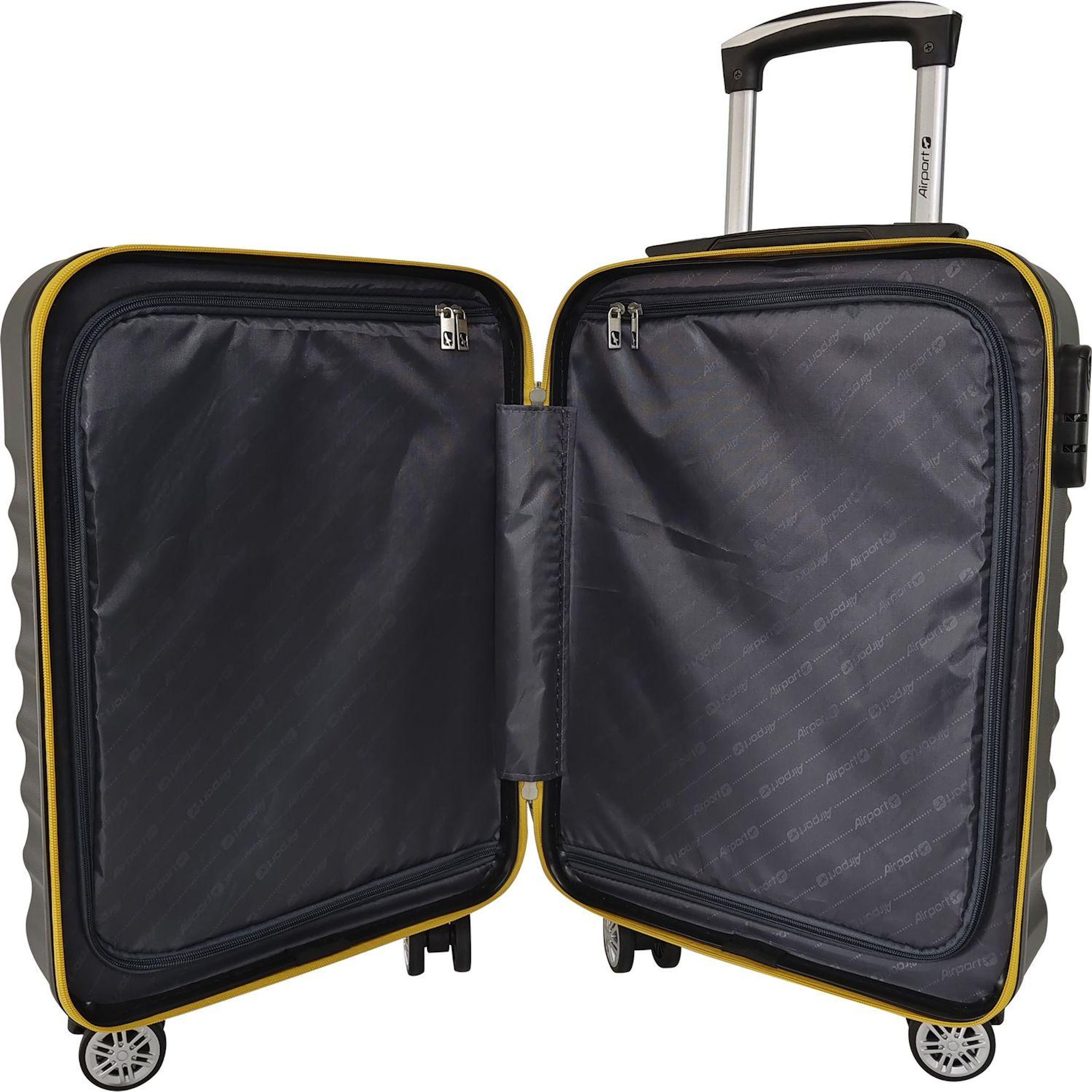 Voir la diapositive 7 : AIRPORT Valise ABS LINEAR 55 cm 8 roues - Gris foncé