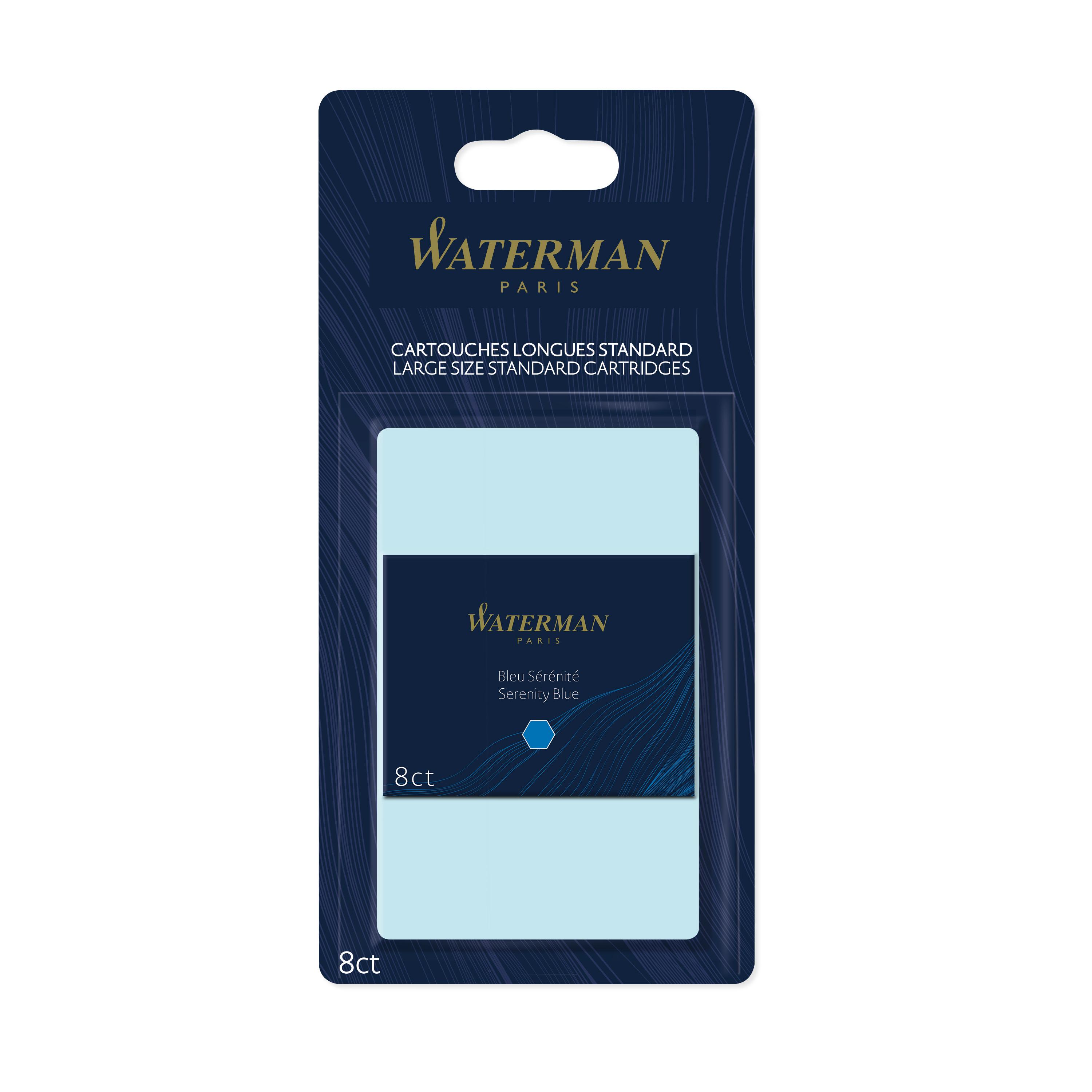 8 longues cartouches d'encre pour stylo plume - couleur bleu sérénité effaçable
