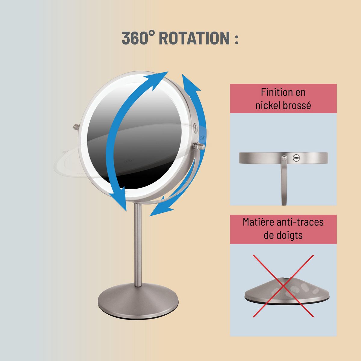 HAEPI Miroir sur pied BELLA - Gris