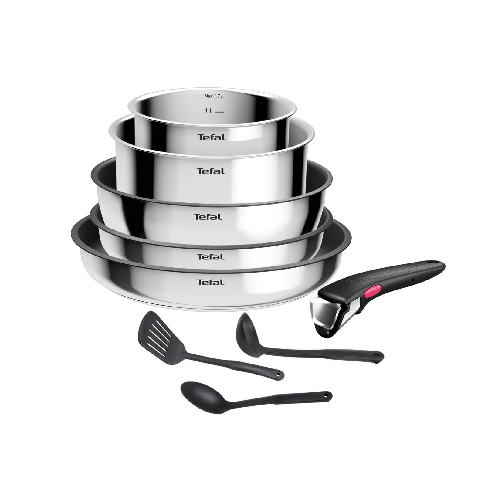 TEFAL Batterie de cuisine 9 Pièces Empilables Inox