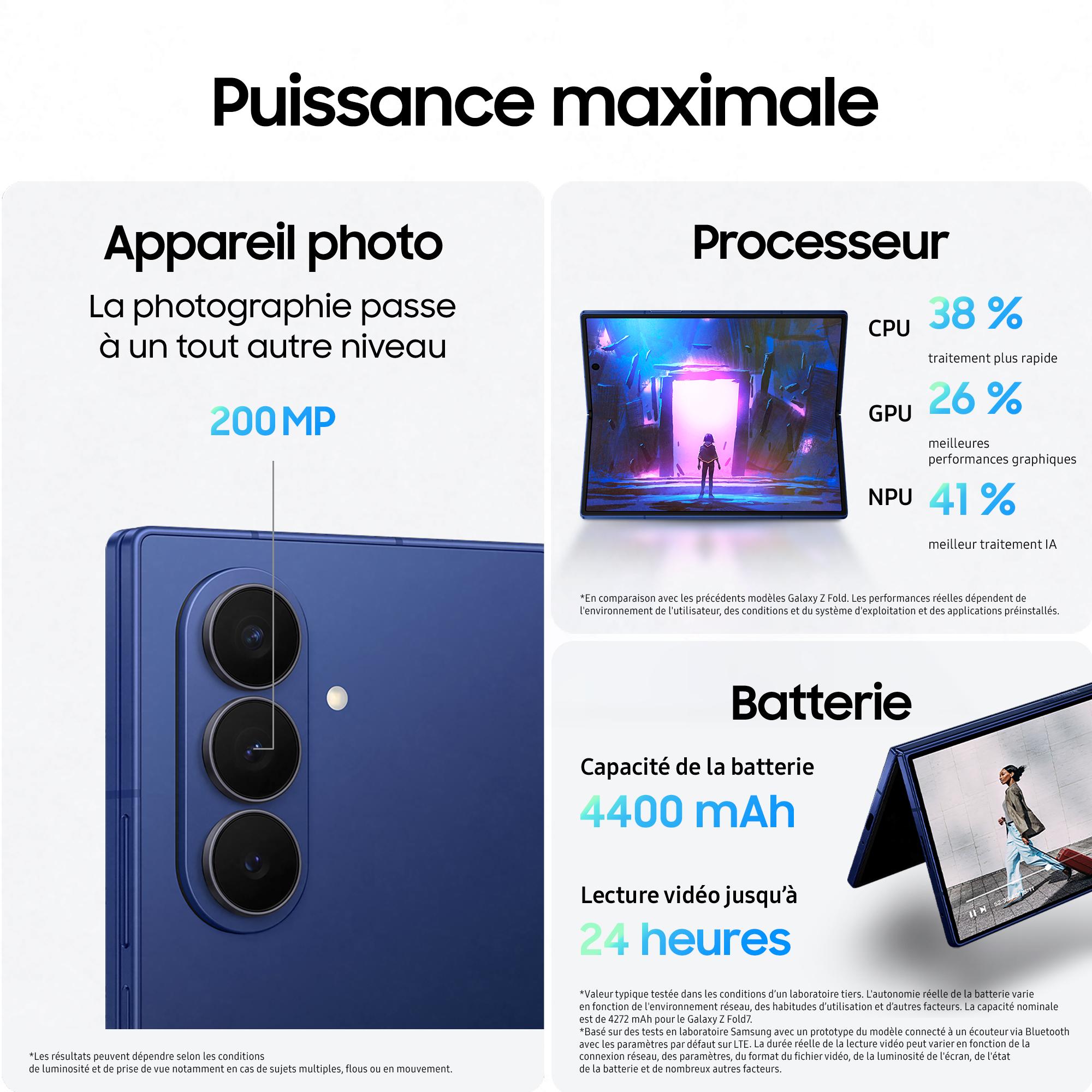 Voir la diapositive 5 : SAMSUNG Galaxy Z Fold7 512Go - Bleu