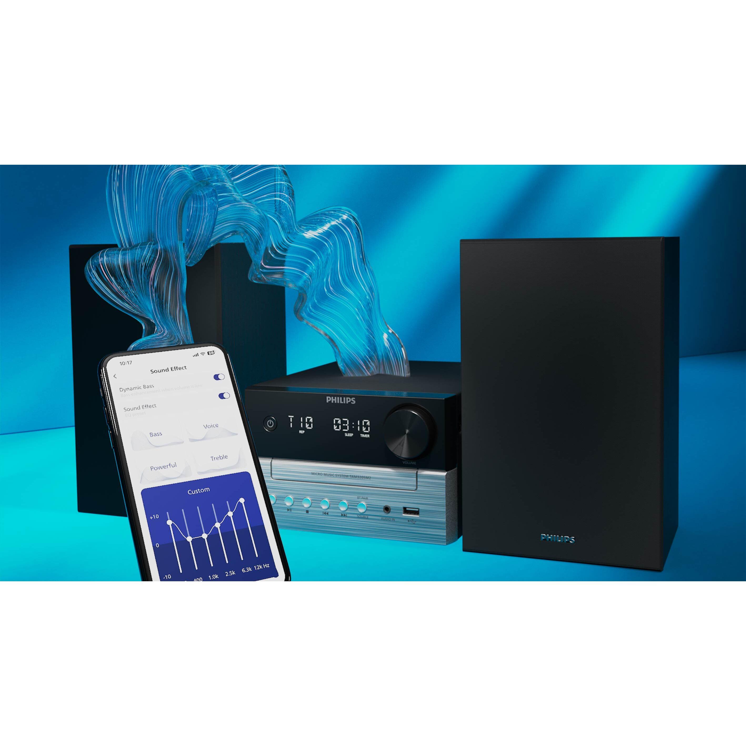 Voir la diapositive 4 : PHILIPS Chaine Hi-Fi Micro CD/MP3 20W USB Bluetooth TAM 3205M - Noir