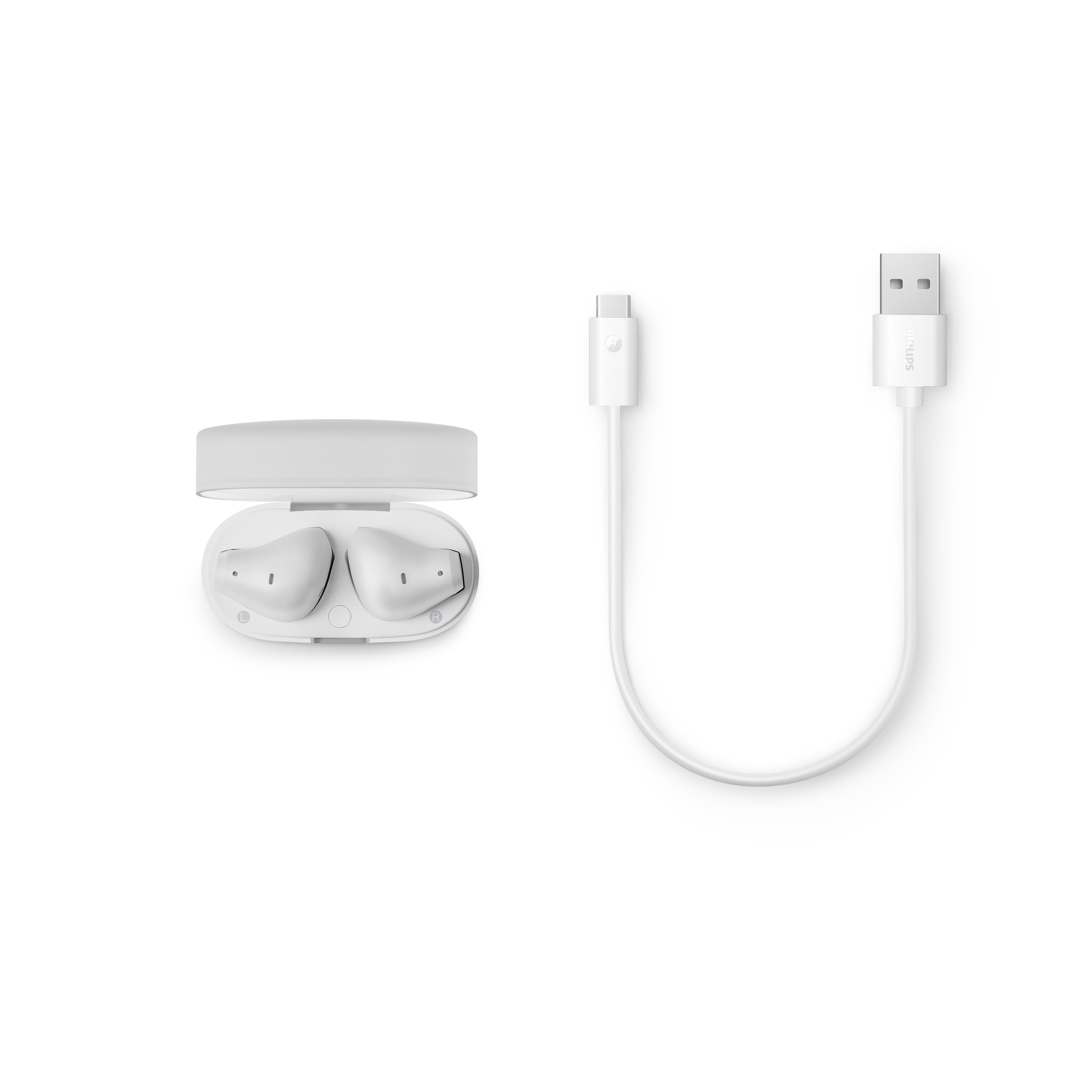 Voir la diapositive 4 : PHILIPS Écouteurs TWS SI TAT 2139 - Blanc