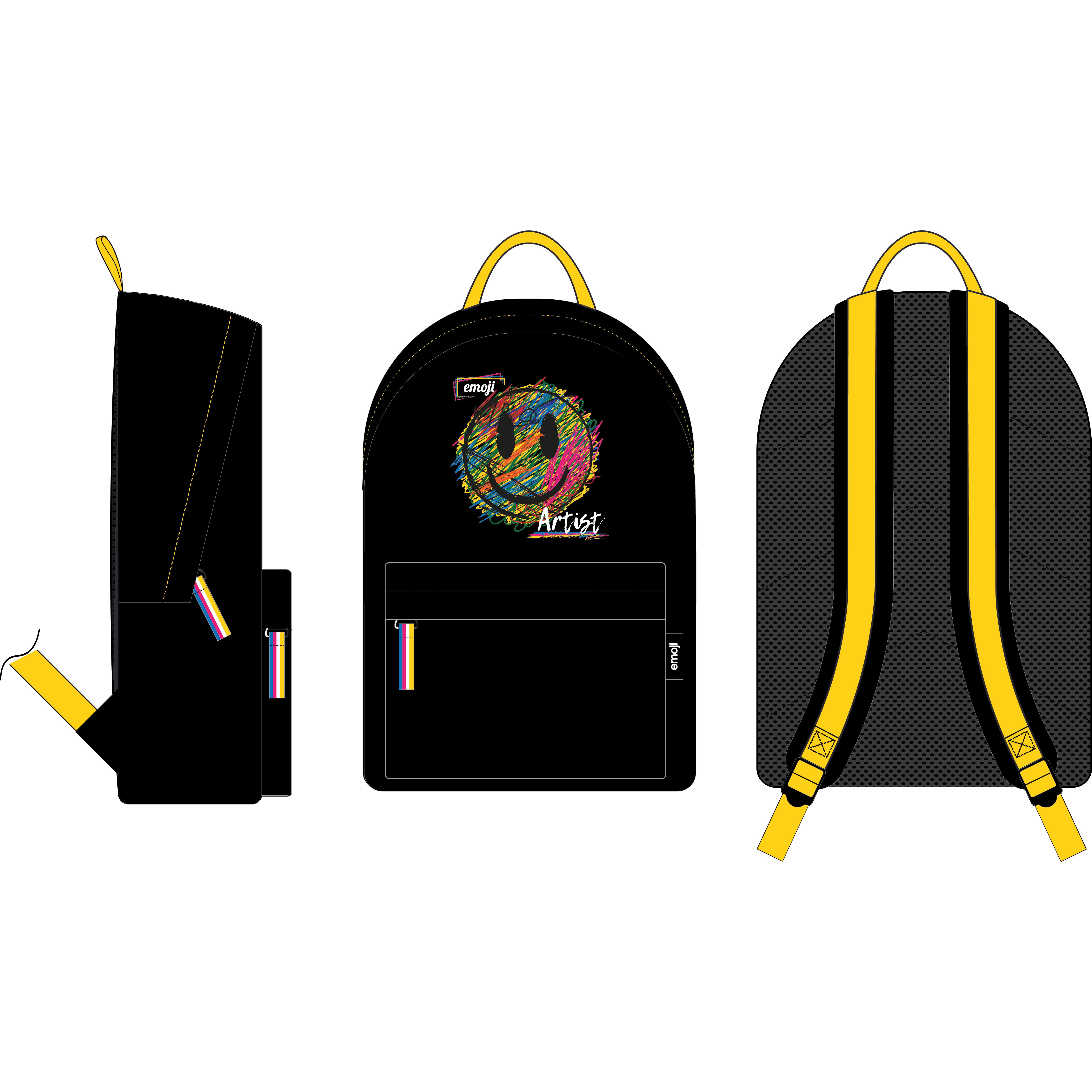 LA PLUME DORÉE Sac à Dos Emoji 43cm - Noir