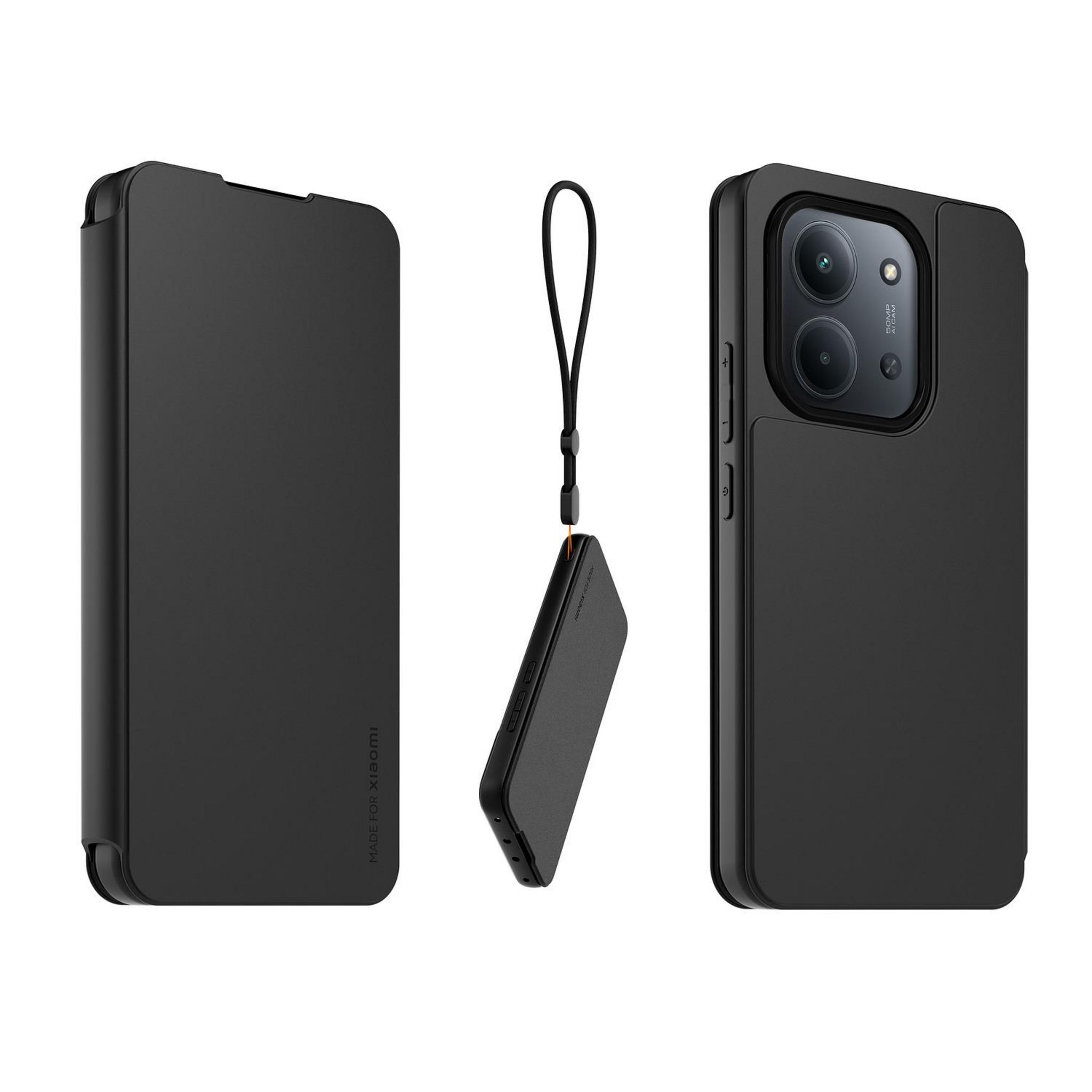 Voir la diapositive 3 : XIAOMI Étui folio Noir+Dragonne poru Redmi 15C