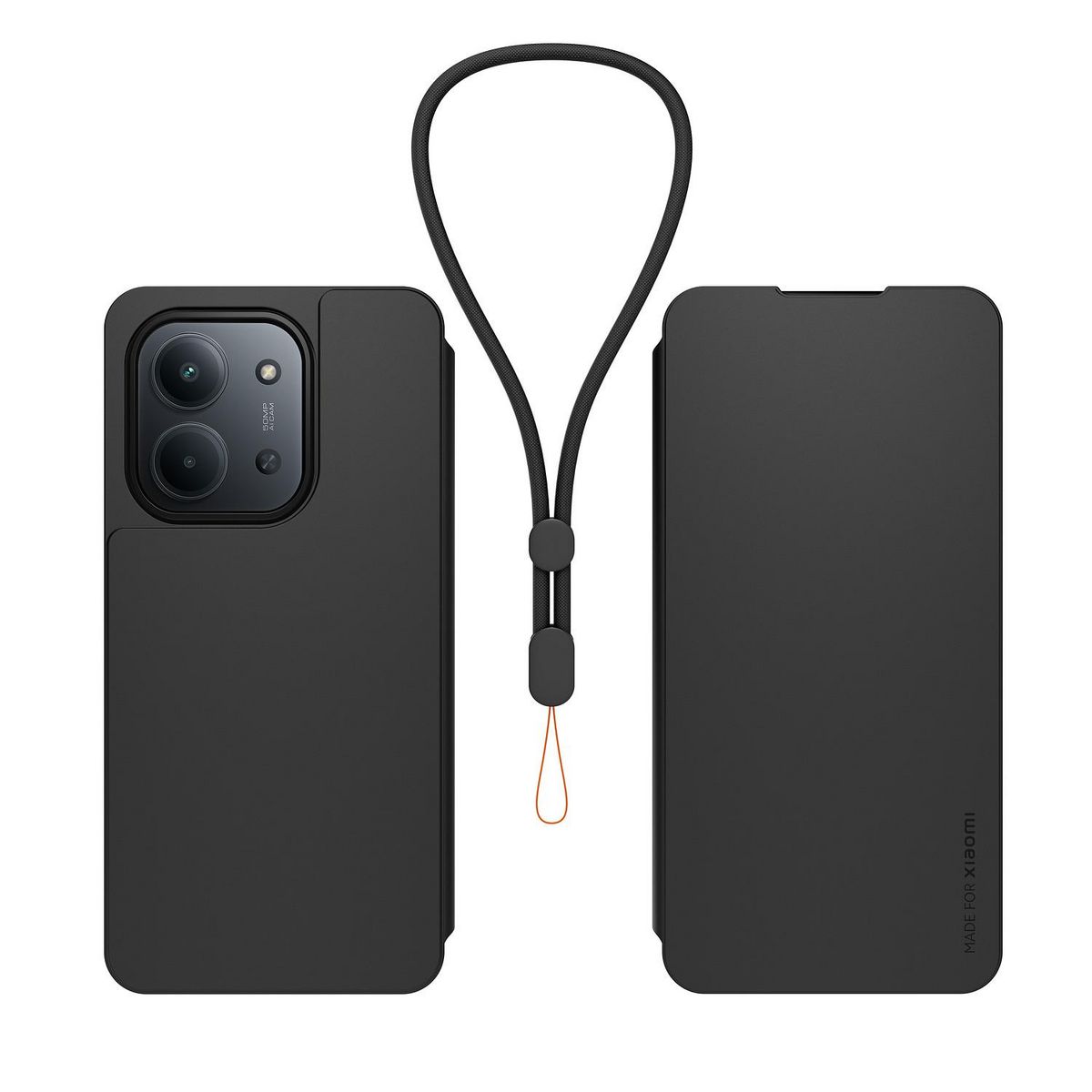 XIAOMI Étui folio Noir+Dragonne poru Redmi 15C