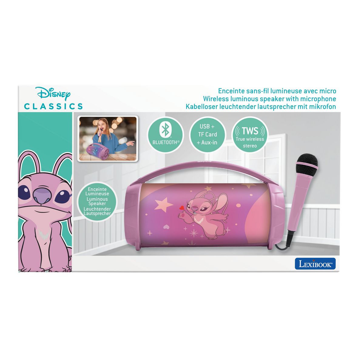 LEXIBOOK Enceinte portable Karaoké Angel BTP585 - Rose