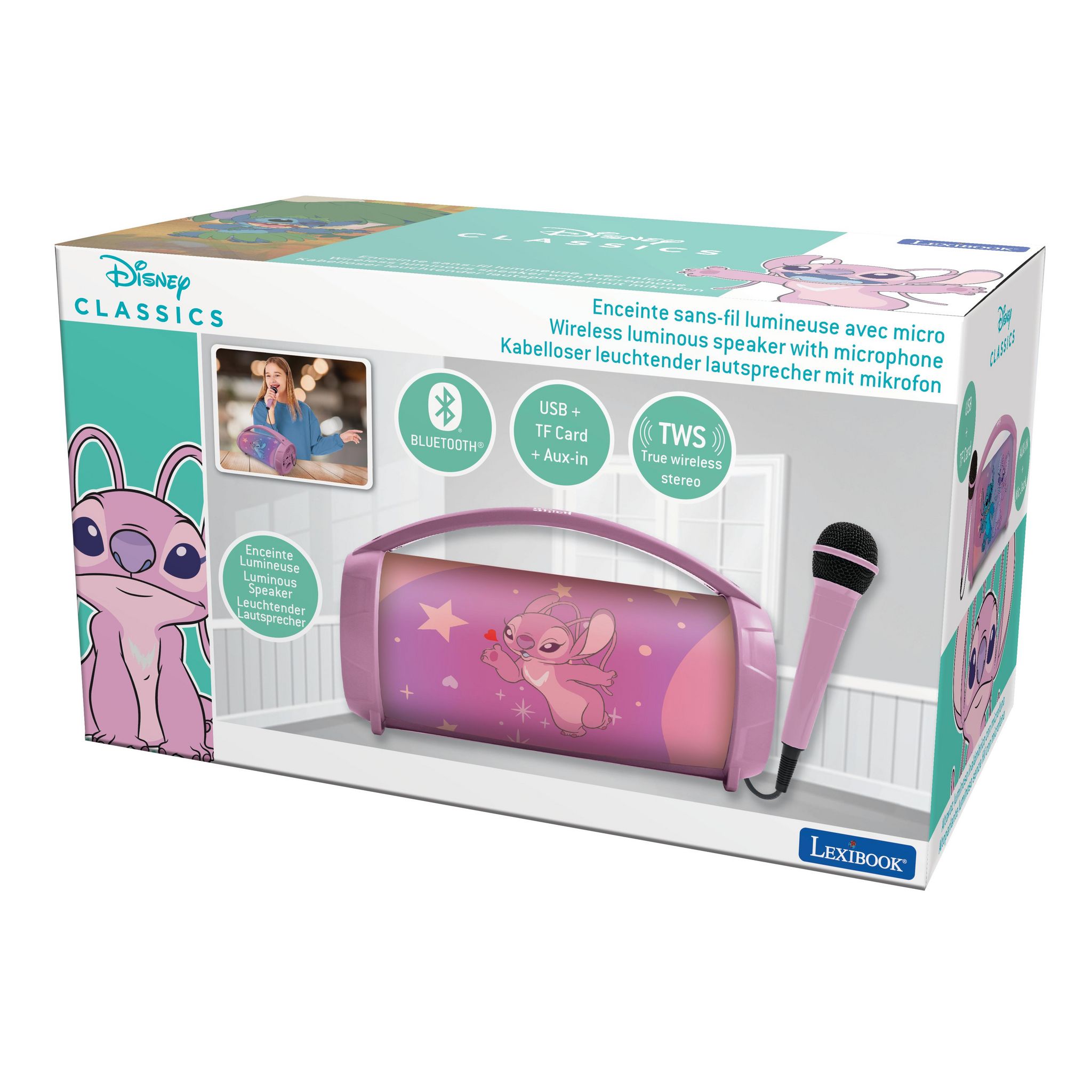 Voir la diapositive 7 : LEXIBOOK Enceinte portable Karaoké Angel BTP585 - Rose