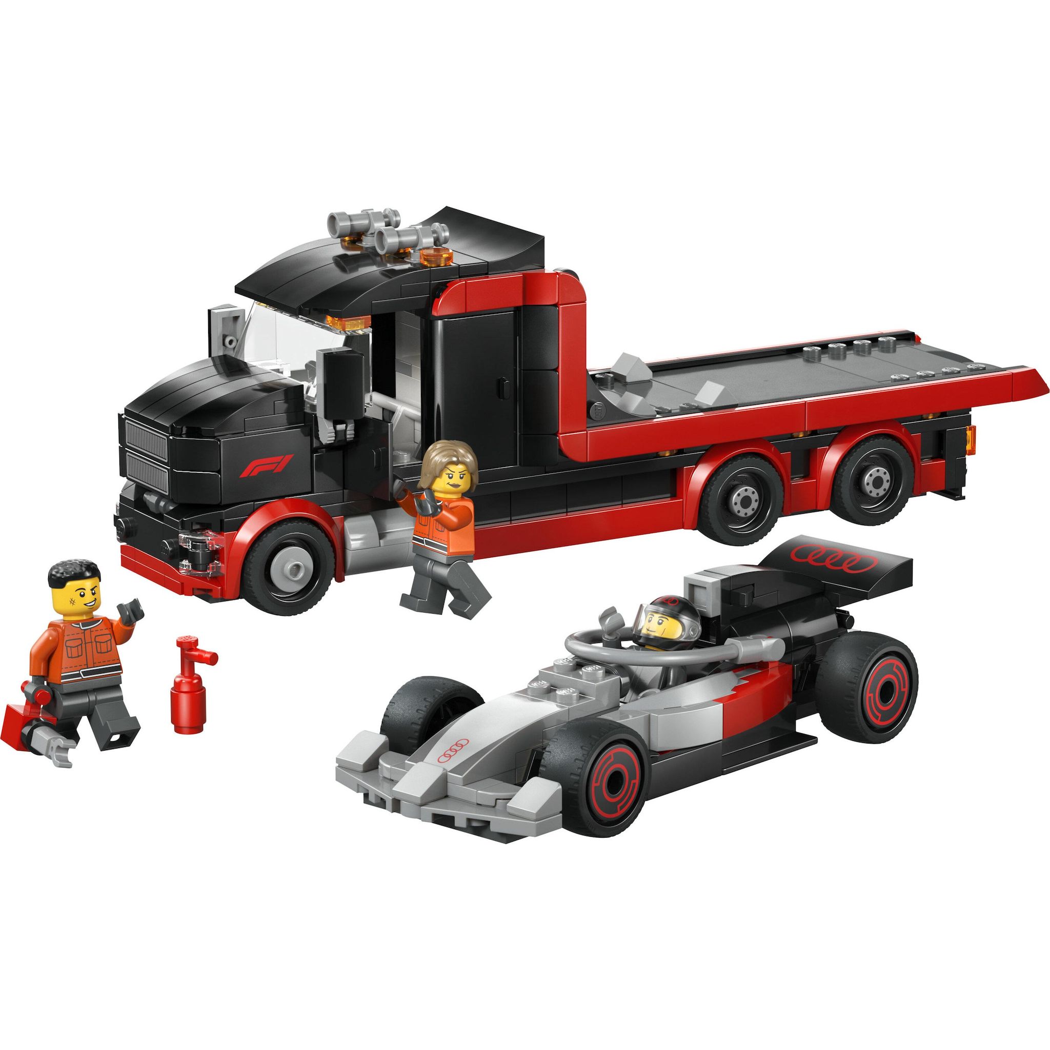 Voir la diapositive 2 : LEGO City 60493 - Camion de F1 avec voiture de course F1 Audio