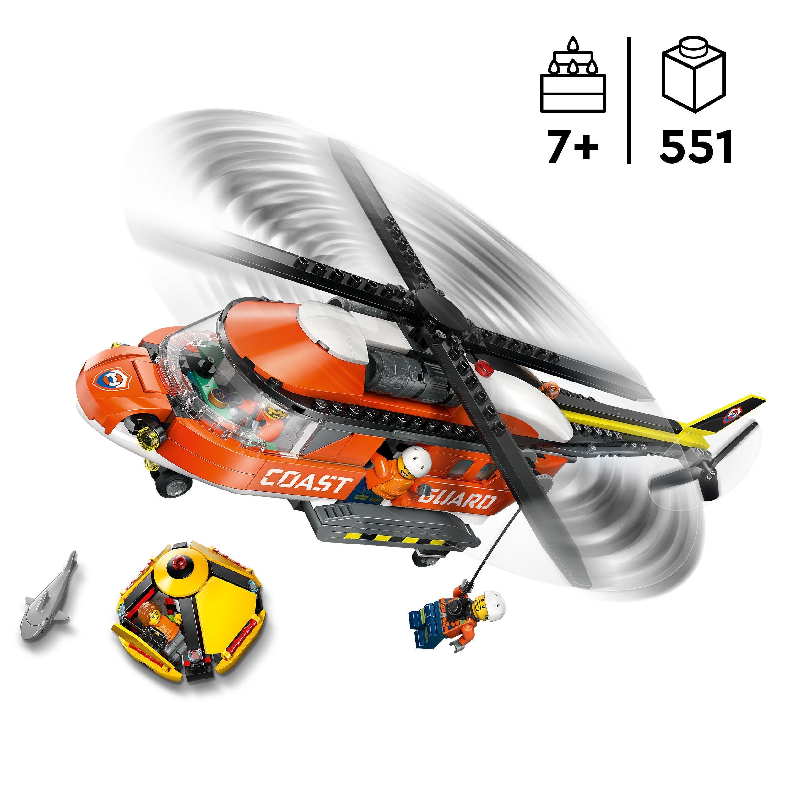 Voir la diapositive 3 : LEGO City 60503 L’Hélicoptère des Garde-Côtes - Jeu de Construction 7 ans - Idée de Cadeau