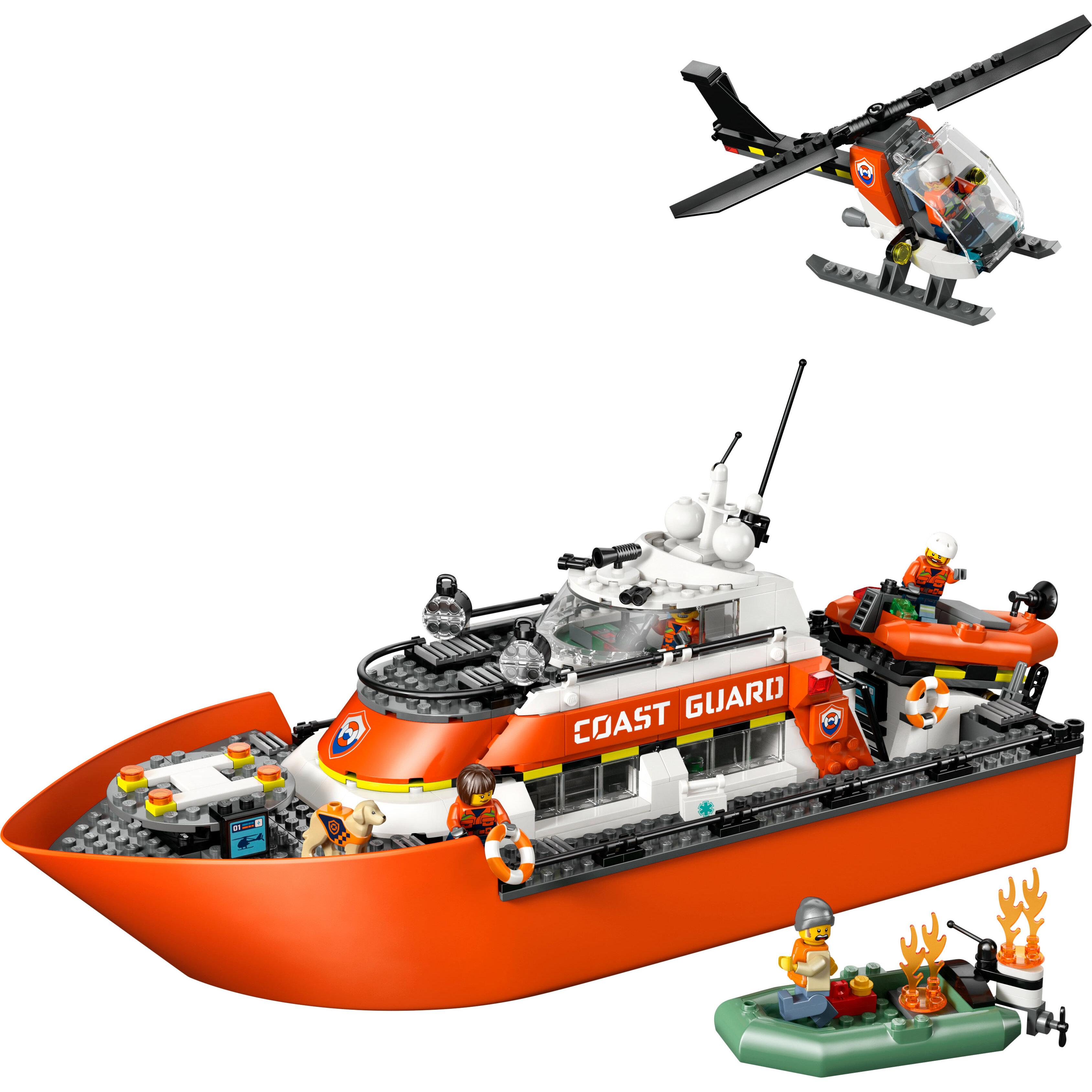 Voir la diapositive 2 : LEGO City 60504 Le Bateau de Sauvetage et l’Hélicoptère des Garde-Côtes - Jouet dès 7 ans