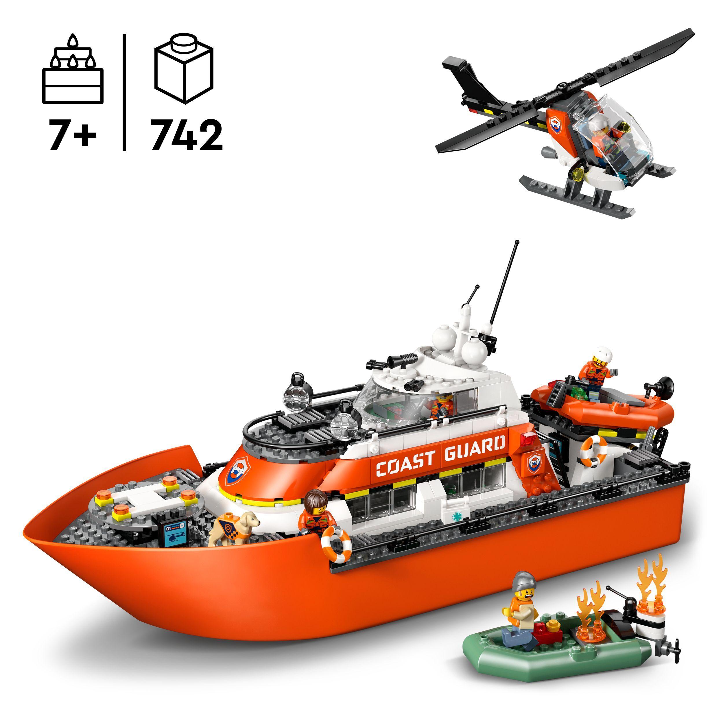 Voir la diapositive 3 : LEGO City 60504 Le Bateau de Sauvetage et l’Hélicoptère des Garde-Côtes - Jouet dès 7 ans