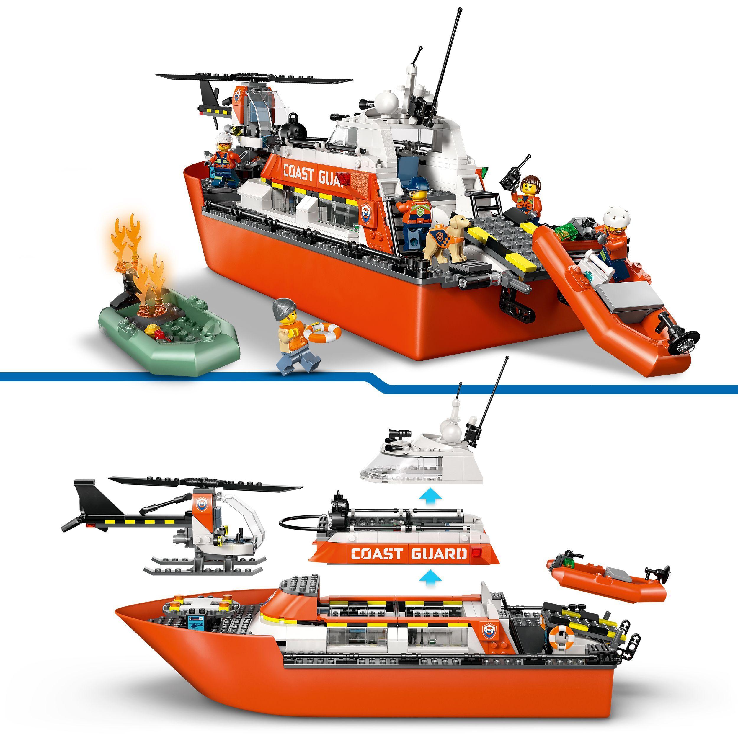 Voir la diapositive 4 : LEGO City 60504 Le Bateau de Sauvetage et l’Hélicoptère des Garde-Côtes - Jouet dès 7 ans