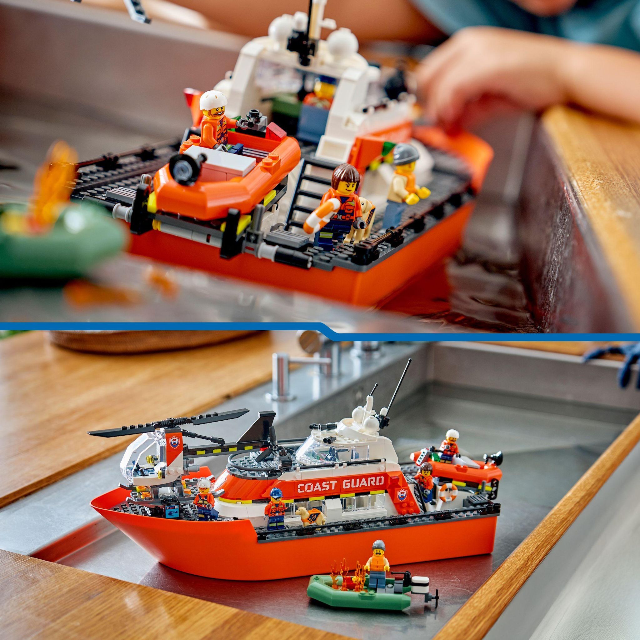 Voir la diapositive 6 : LEGO City 60504 - Bateau de sauvetage et Hélicoptère des Garde-Côtes