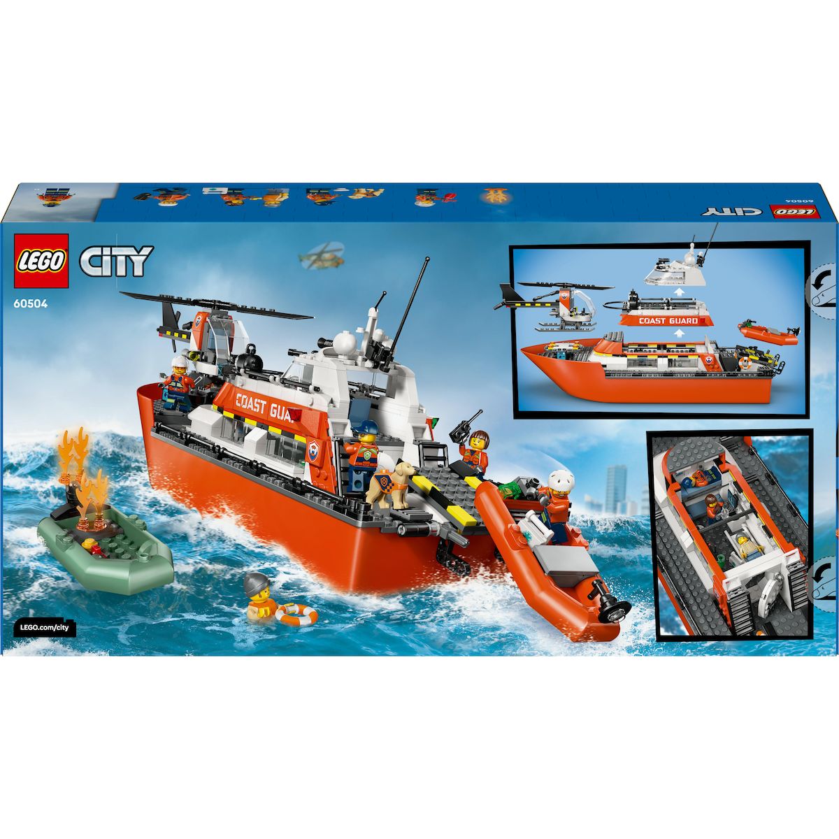 LEGO City 60504 - Bateau de sauvetage et Hélicoptère des Garde-Côtes