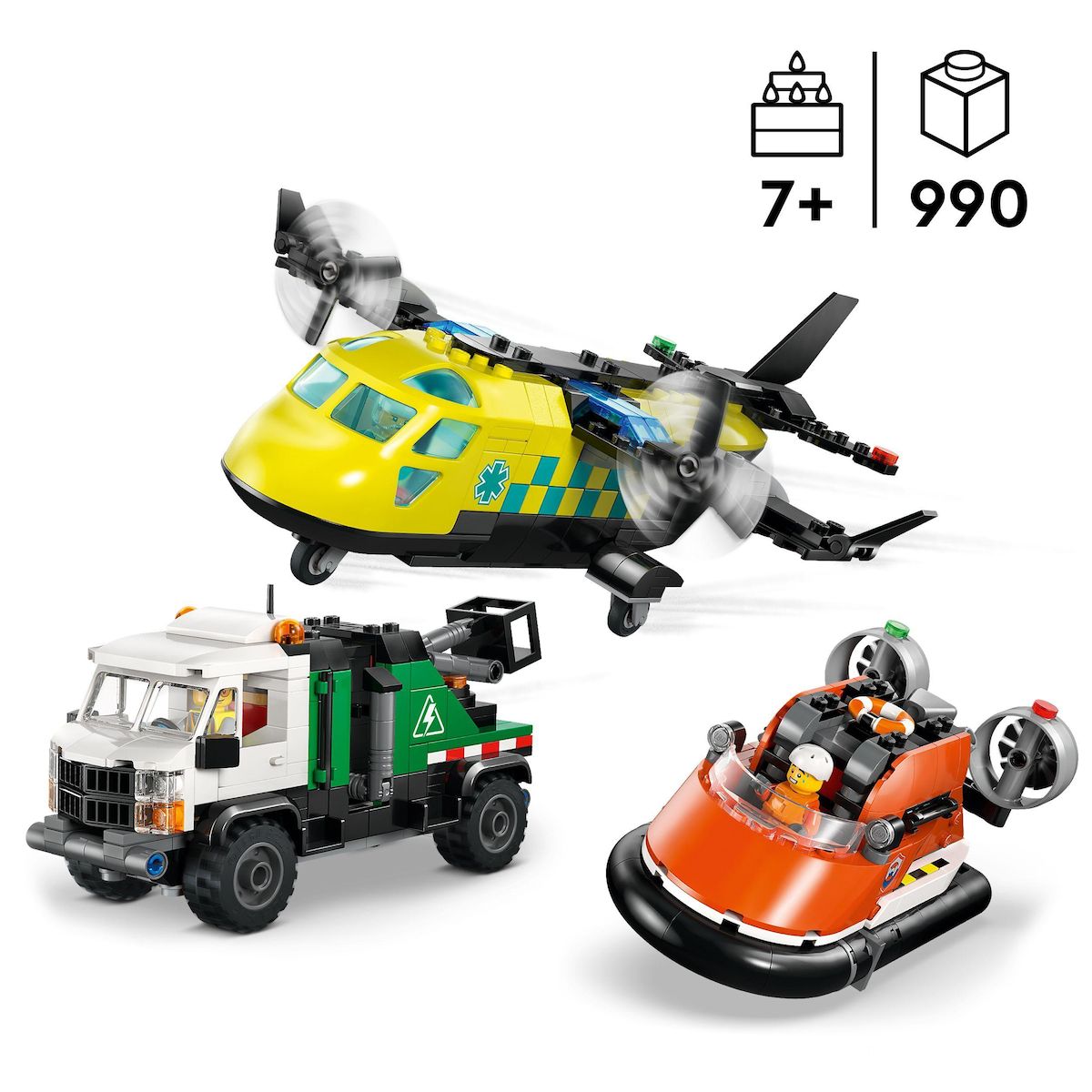 LEGO City 60505 - Avion, Camion d'assistance et Aéroglisseur modulable