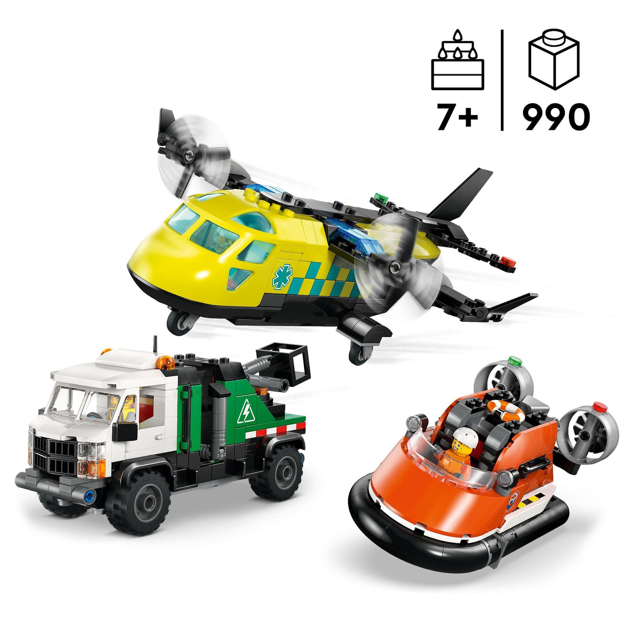 Voir la diapositive 3 : LEGO City 60505 - Avion, Camion d'assistance et Aéroglisseur modulable
