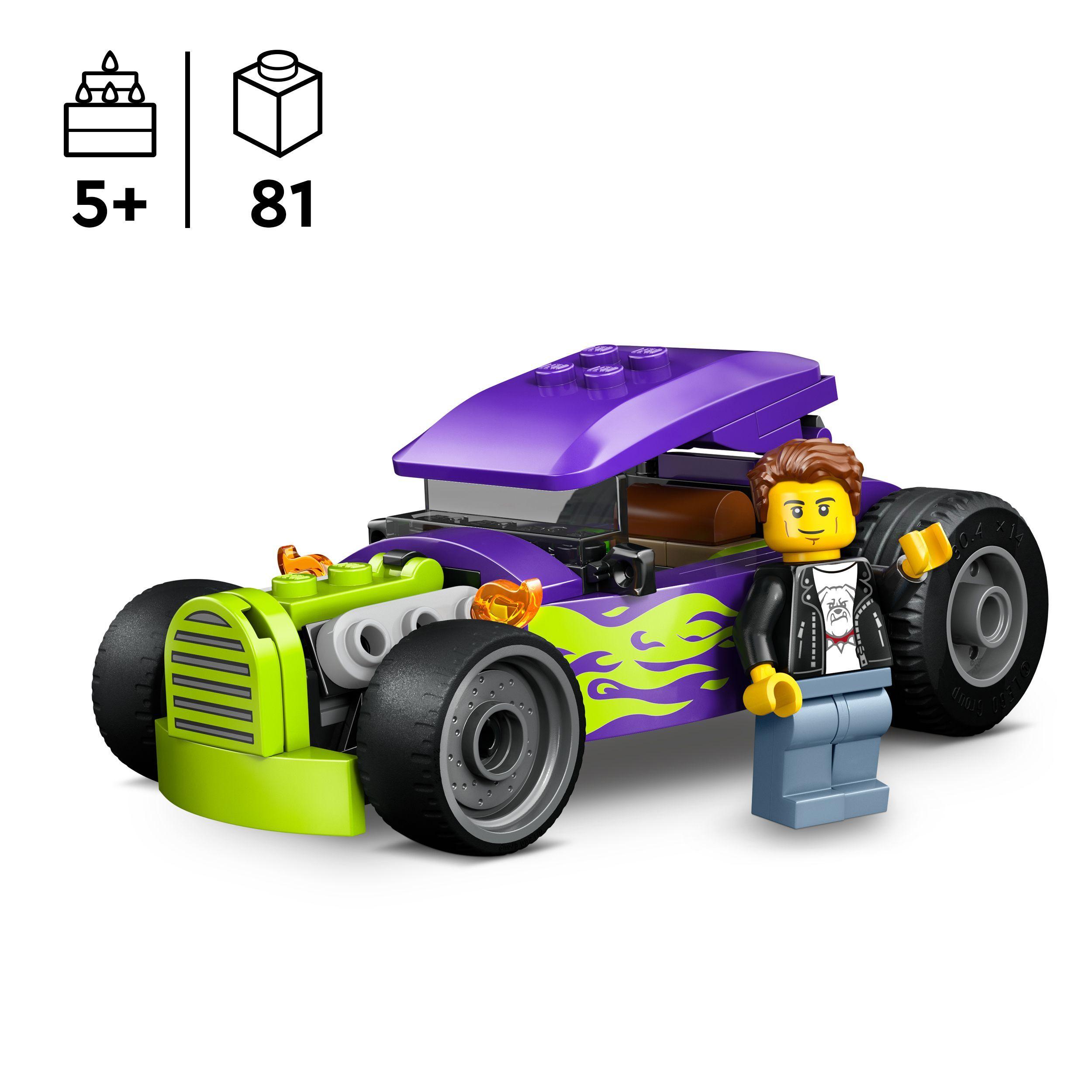 Voir la diapositive 3 : LEGO City 60485 Le Hot Rod - Jouet Voiture de Course - Motricité Fine - Cadeau dès 5 ans