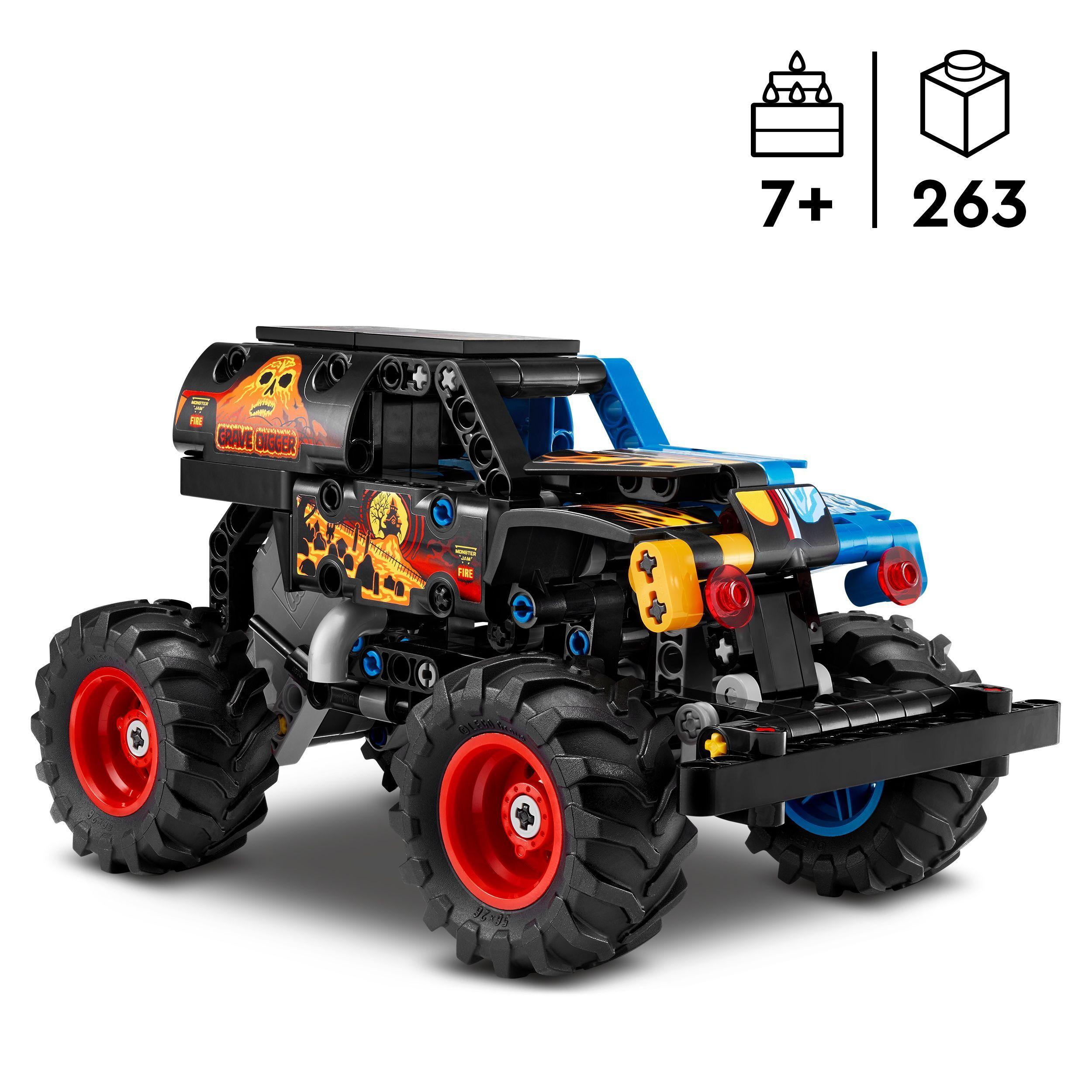 Voir la diapositive 3 : LEGO Technic 42219 Monster Jam Grave Digger - Feu et Glace - Jeu de Construction dès 7 ans