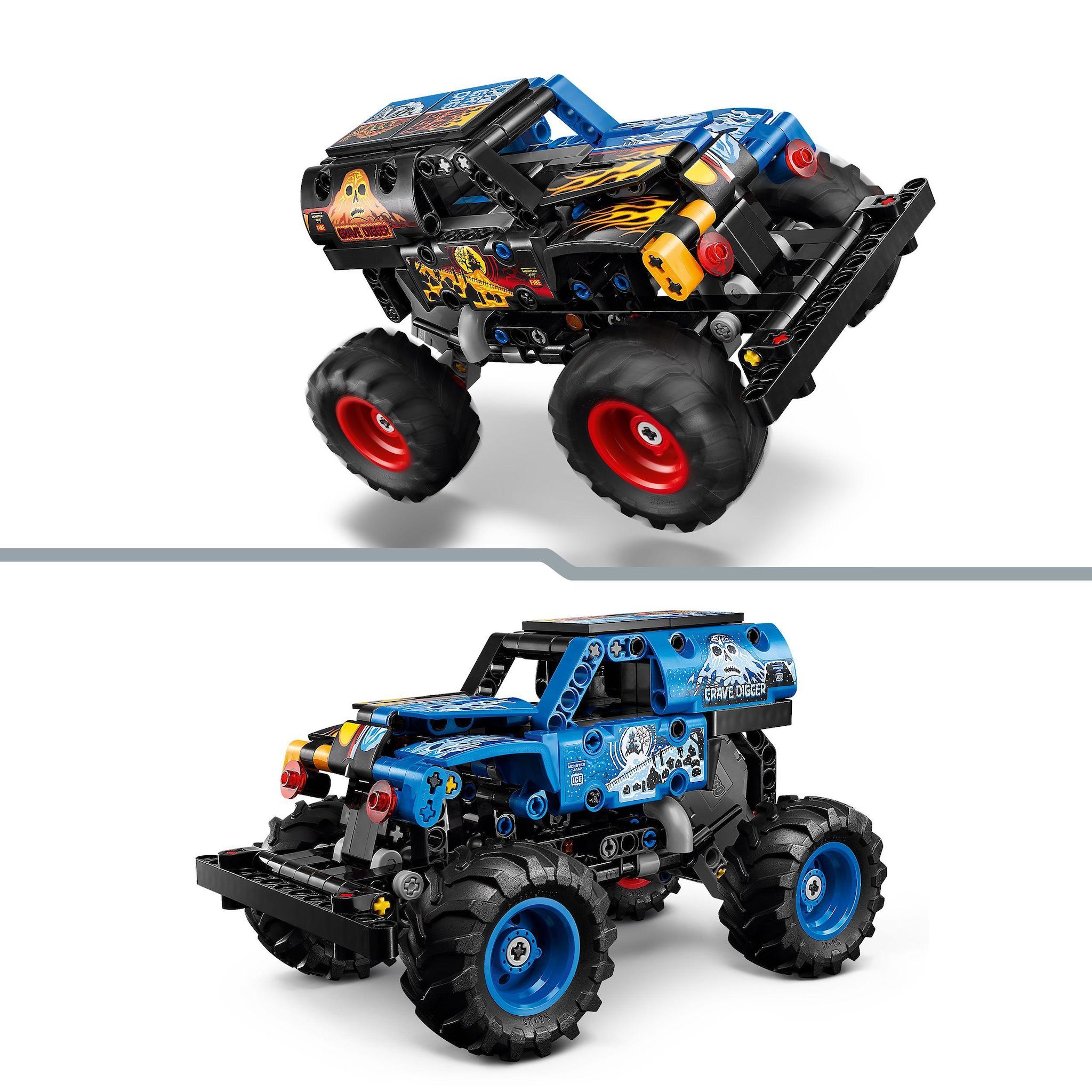 Voir la diapositive 4 : LEGO Technic 42219 - Monster Jam Grave Digger - Feu et Glace