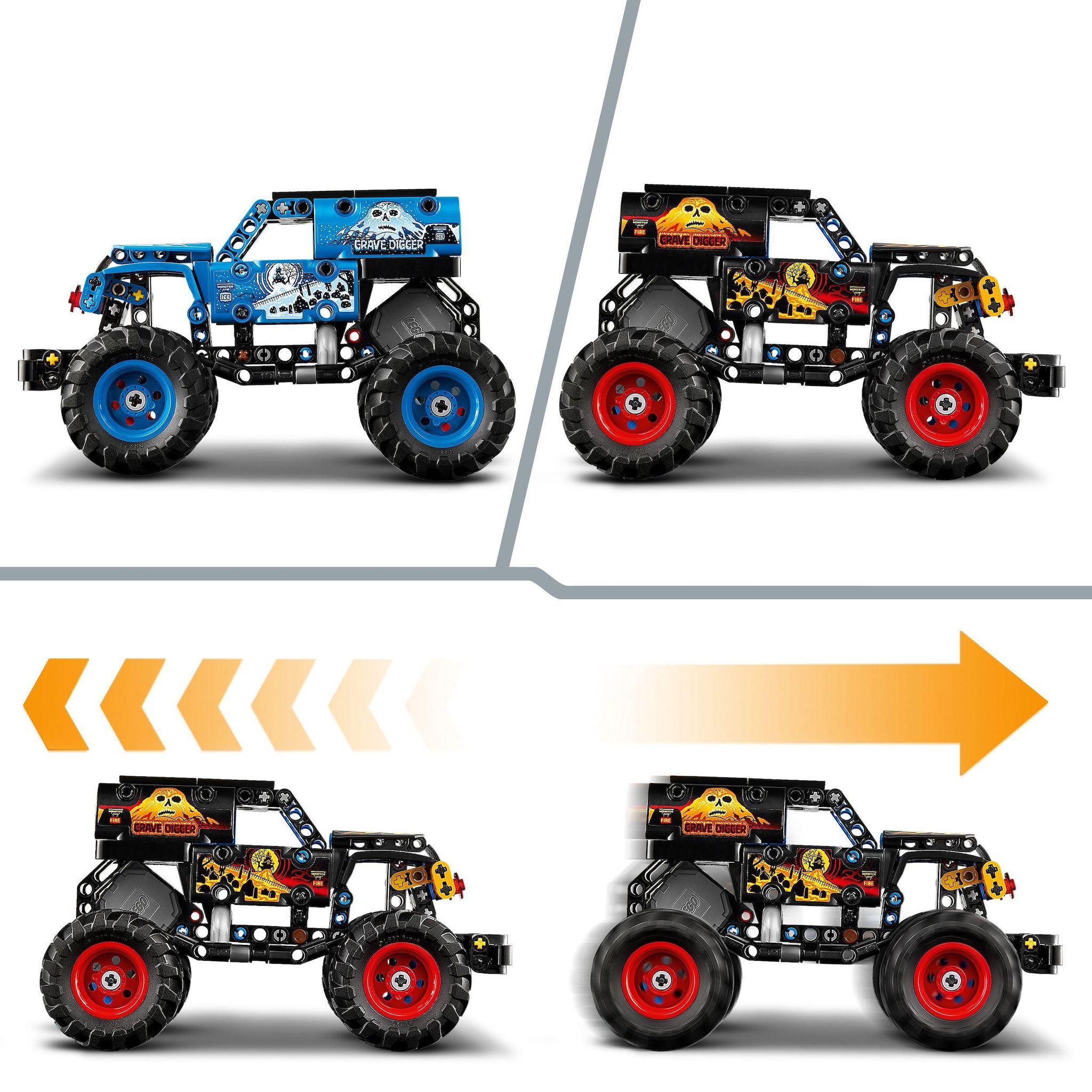 Voir la diapositive 5 : LEGO Technic 42219 - Monster Jam Grave Digger - Feu et Glace